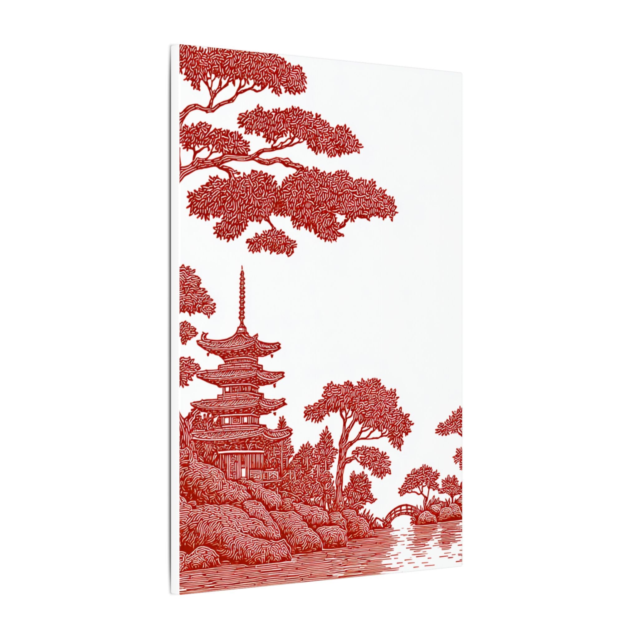 Red Pagoda Landscape Canvas