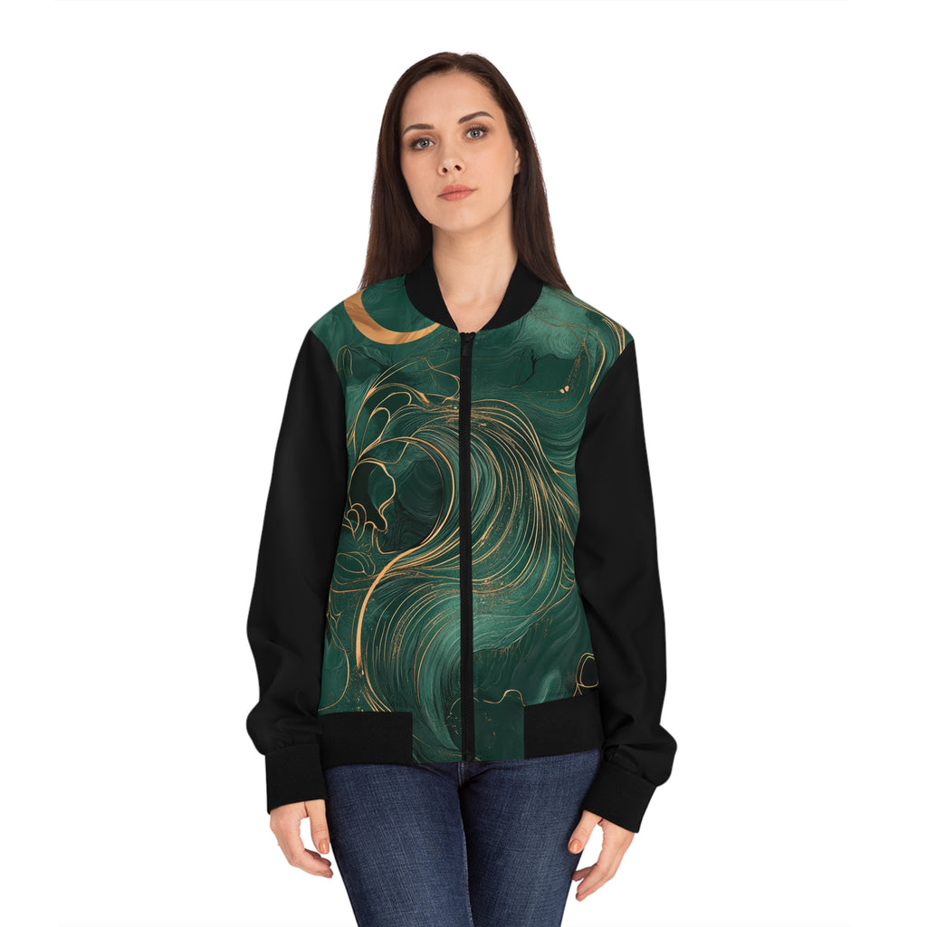 Women's Emerald Wave Bomber Jacket