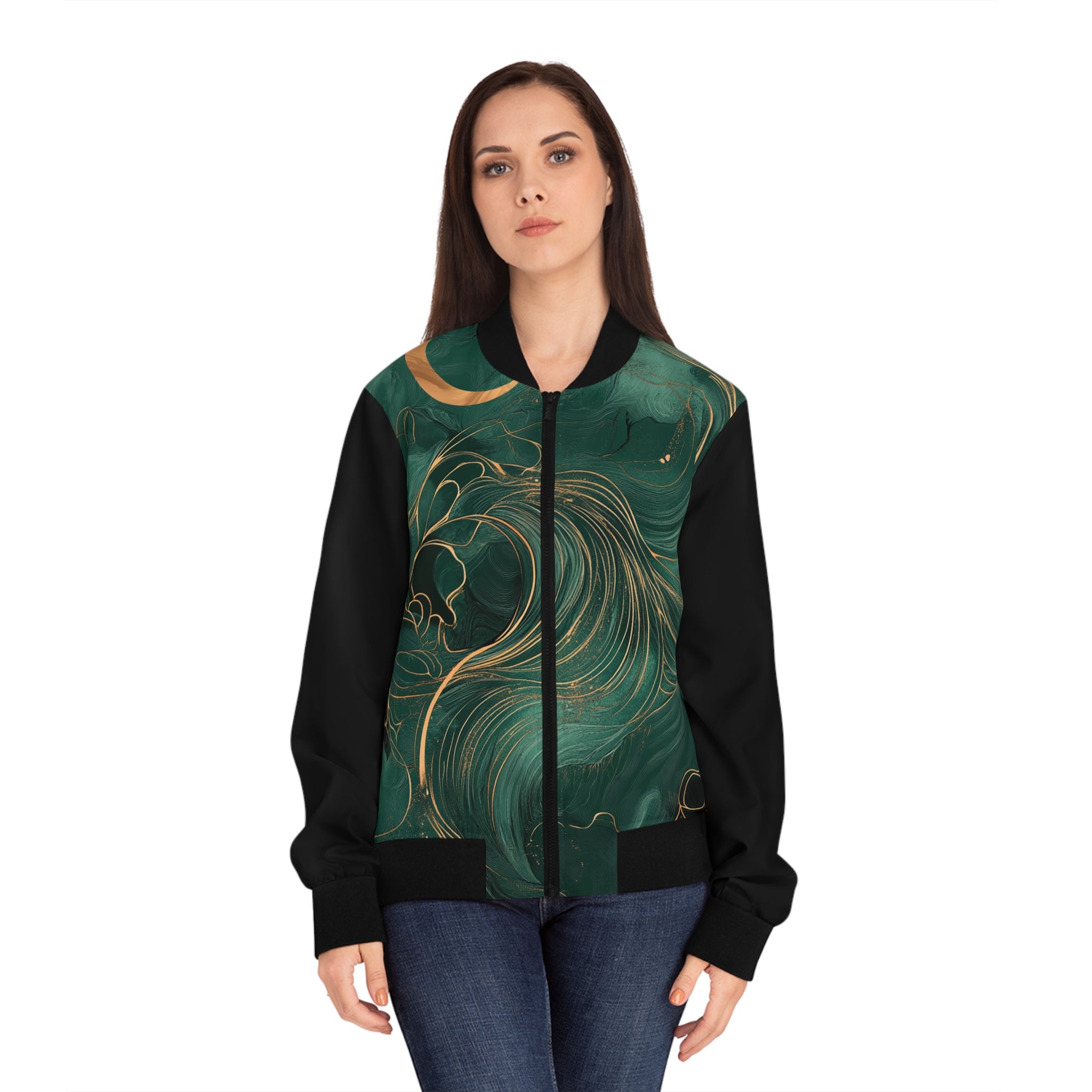 Women's Emerald Wave Bomber Jacket
