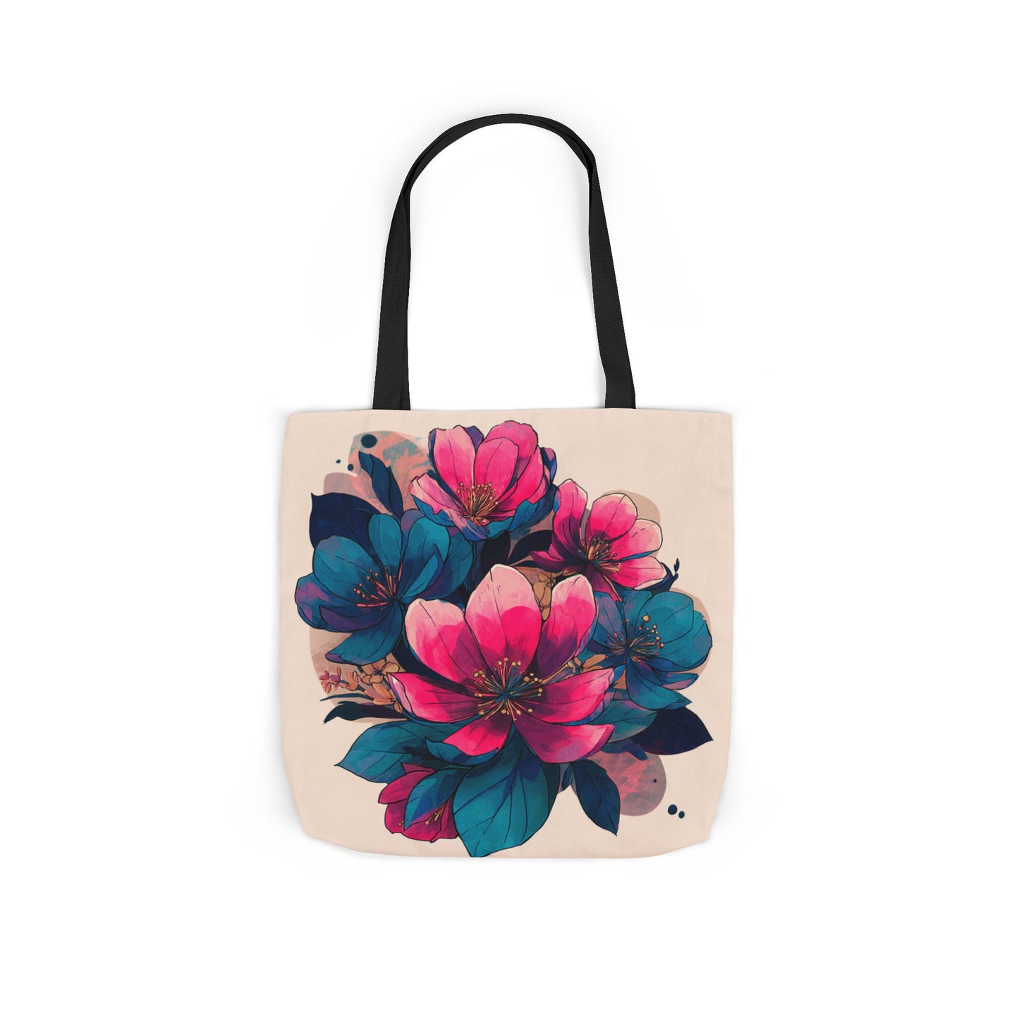 Floral Canvas Tote Bag with 5-Color Straps