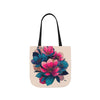 Floral Canvas Tote Bag with 5-Color Straps