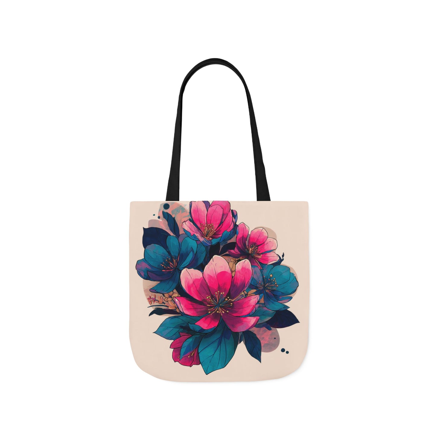 Floral Canvas Tote Bag with 5-Color Straps