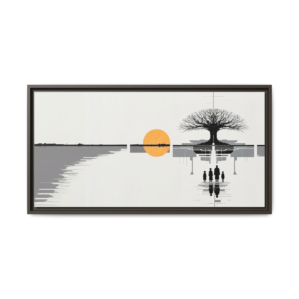 Framed Matte Canvas Wall Art — Minimal Sunset Tree Landscape