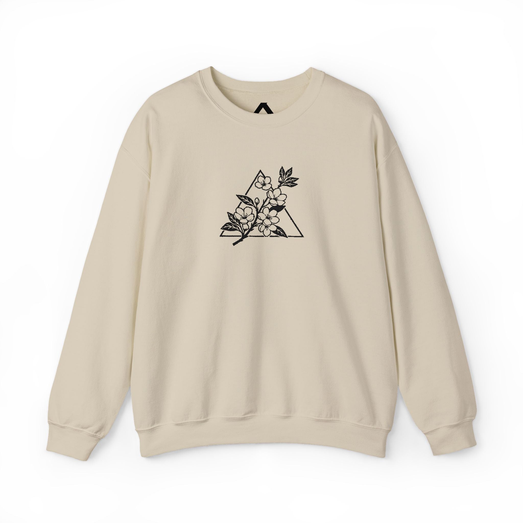 Floral Mountain Embroidery Sweatshirt — Minimal Botanical Crewneck