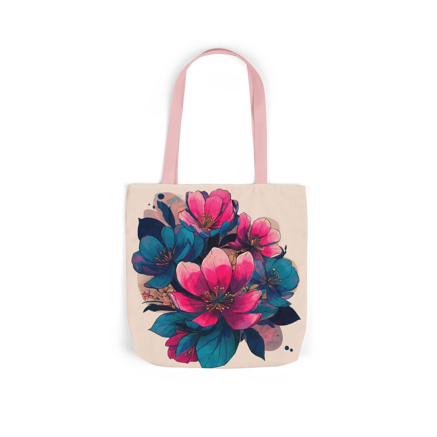 Floral Canvas Tote Bag with 5-Color Straps