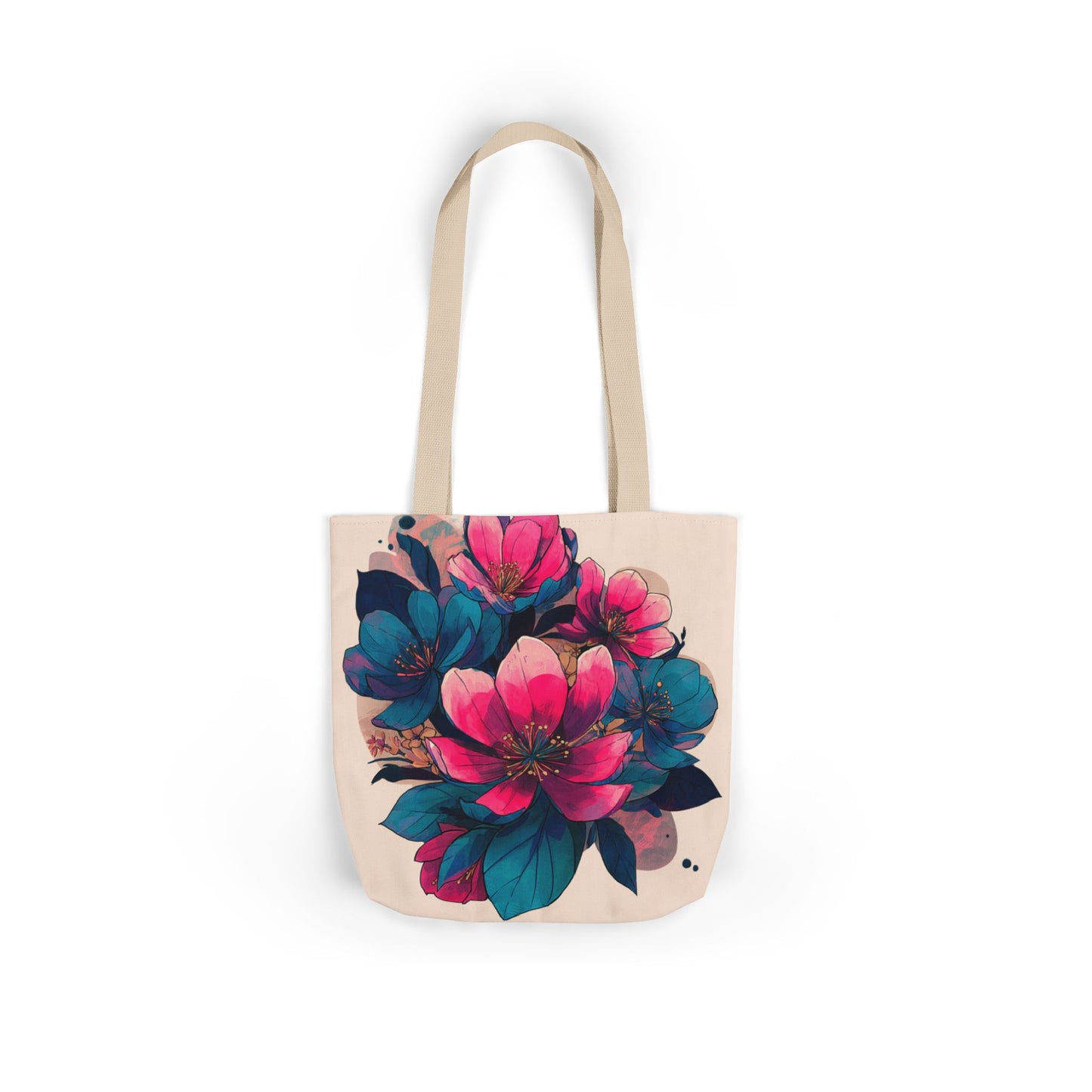 Floral Canvas Tote Bag with 5-Color Straps