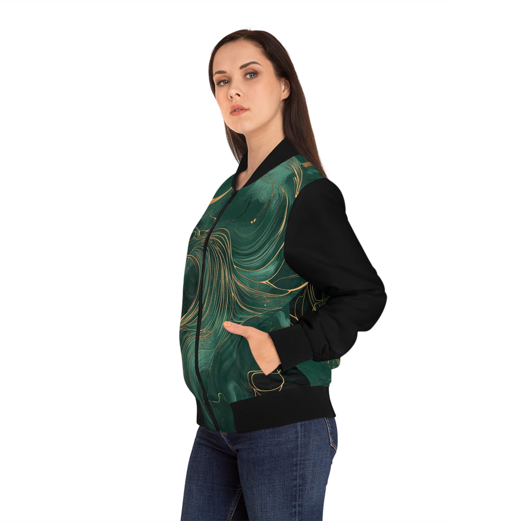 Women's Emerald Wave Bomber Jacket