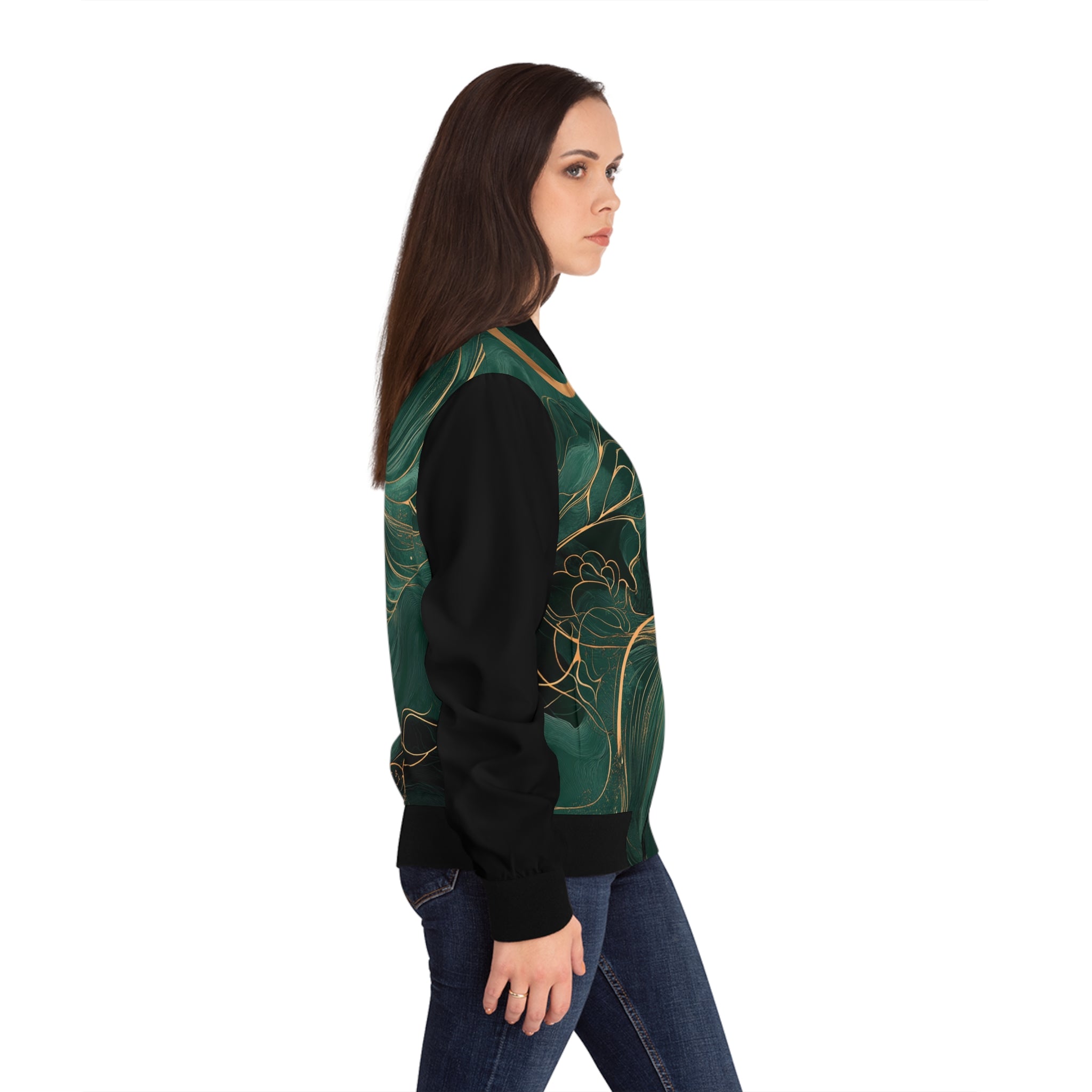 Women's Emerald Wave Bomber Jacket