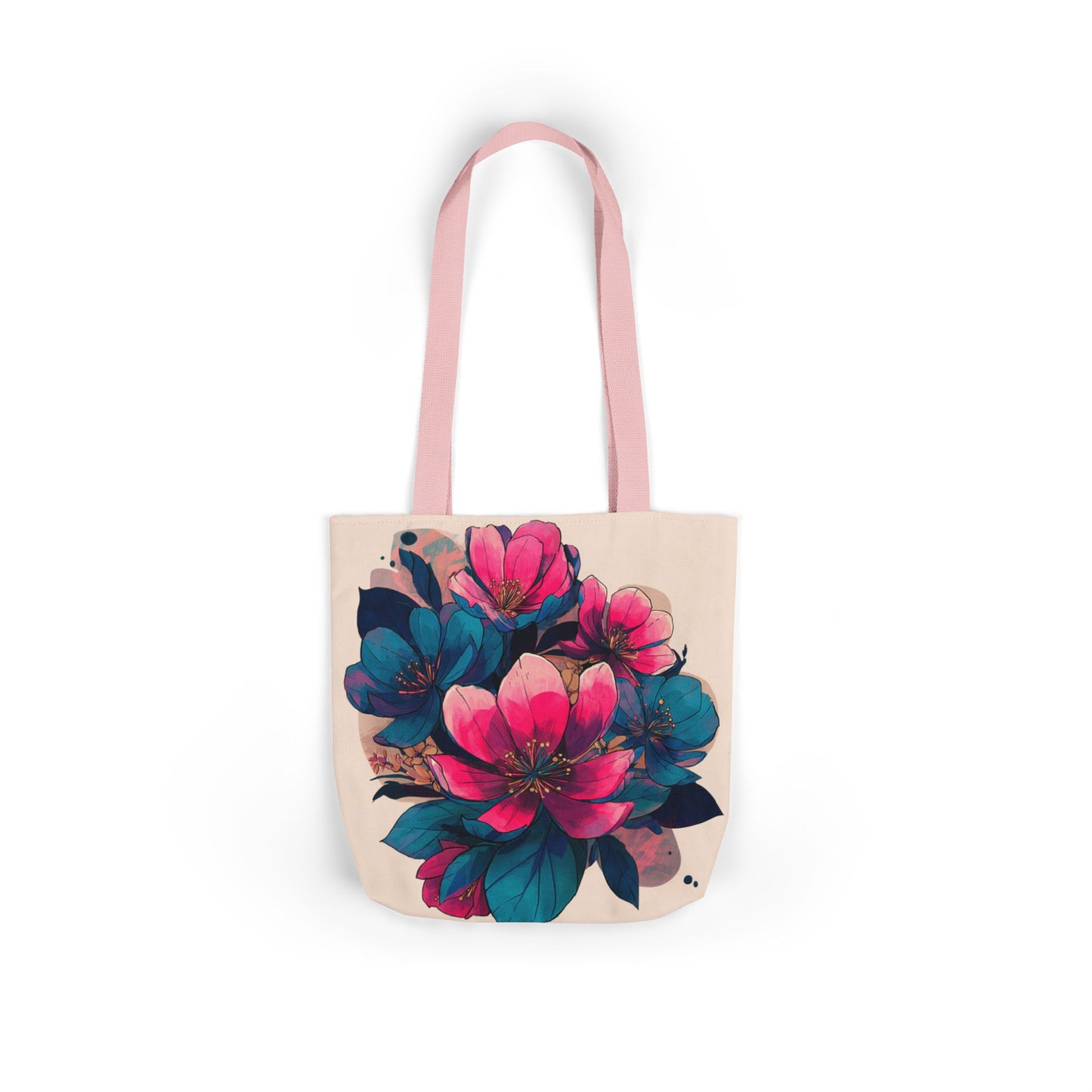 Floral Canvas Tote Bag with 5-Color Straps