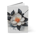 Elegant White Floral Notebook with Gold-Accent Camellia Cover
