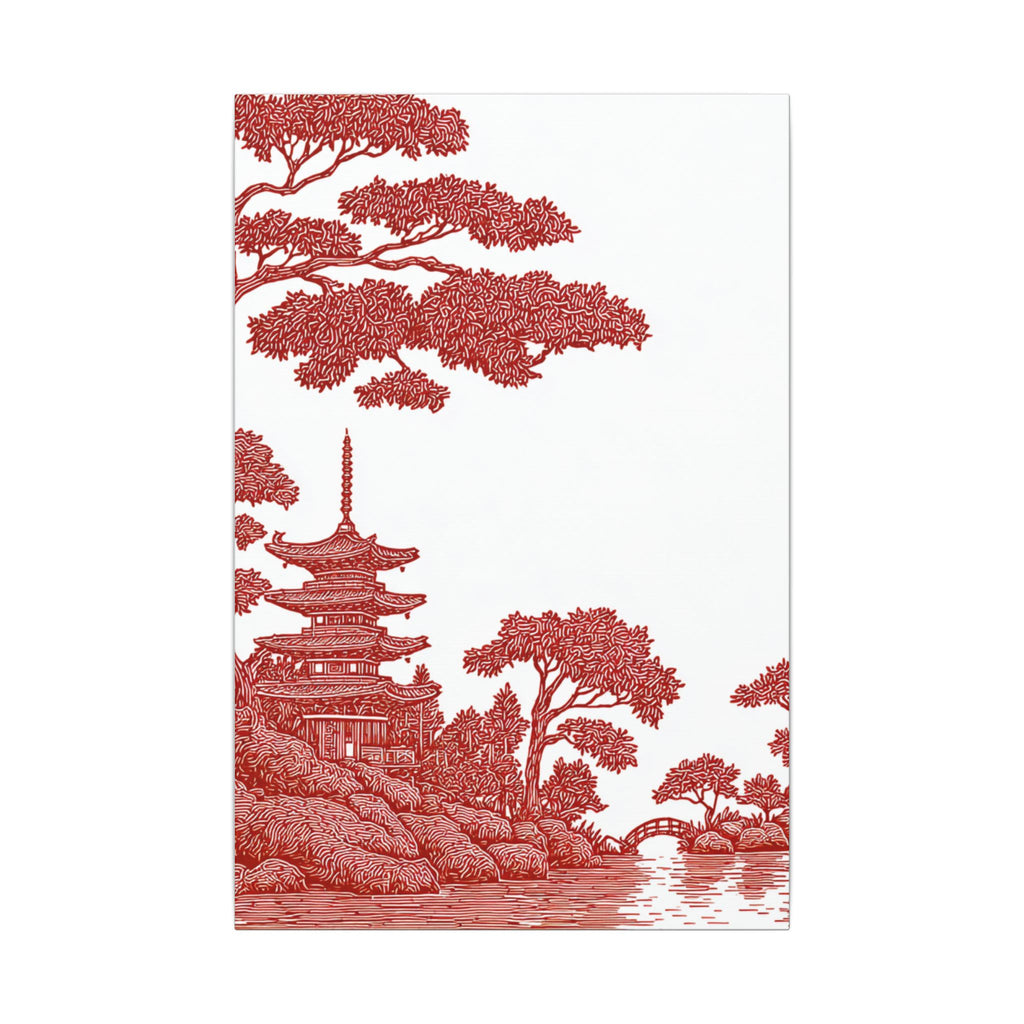 Red Pagoda Landscape Canvas