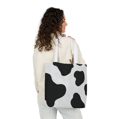 Chic Cow Print Canvas Tote Bag