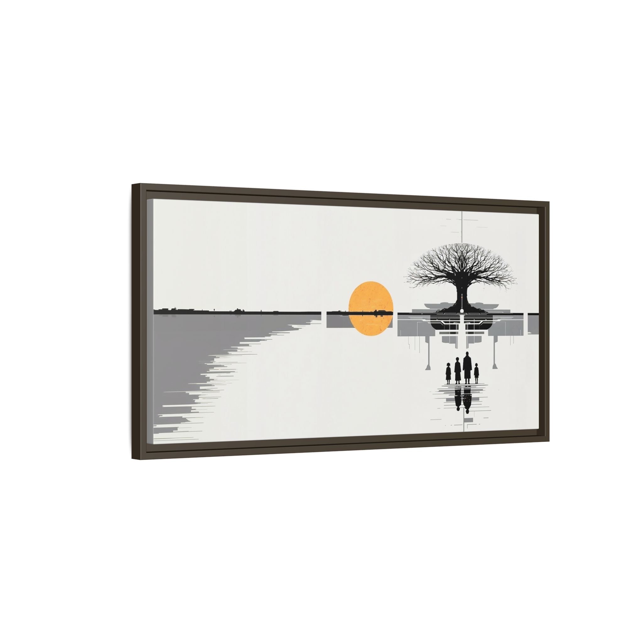 Framed Matte Canvas Wall Art — Minimal Sunset Tree Landscape
