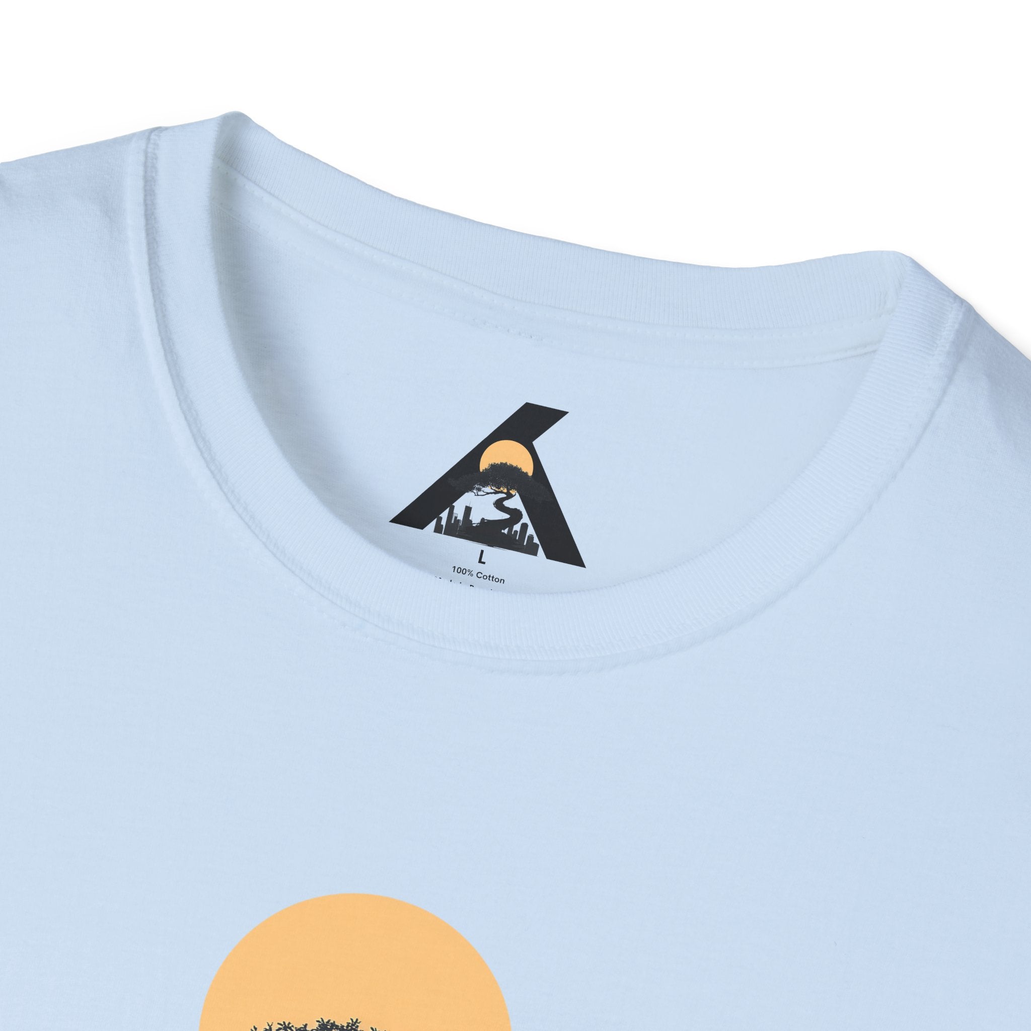 Custom Cityscape T-Shirt — Personalized 'Add your text here' Sunset Design