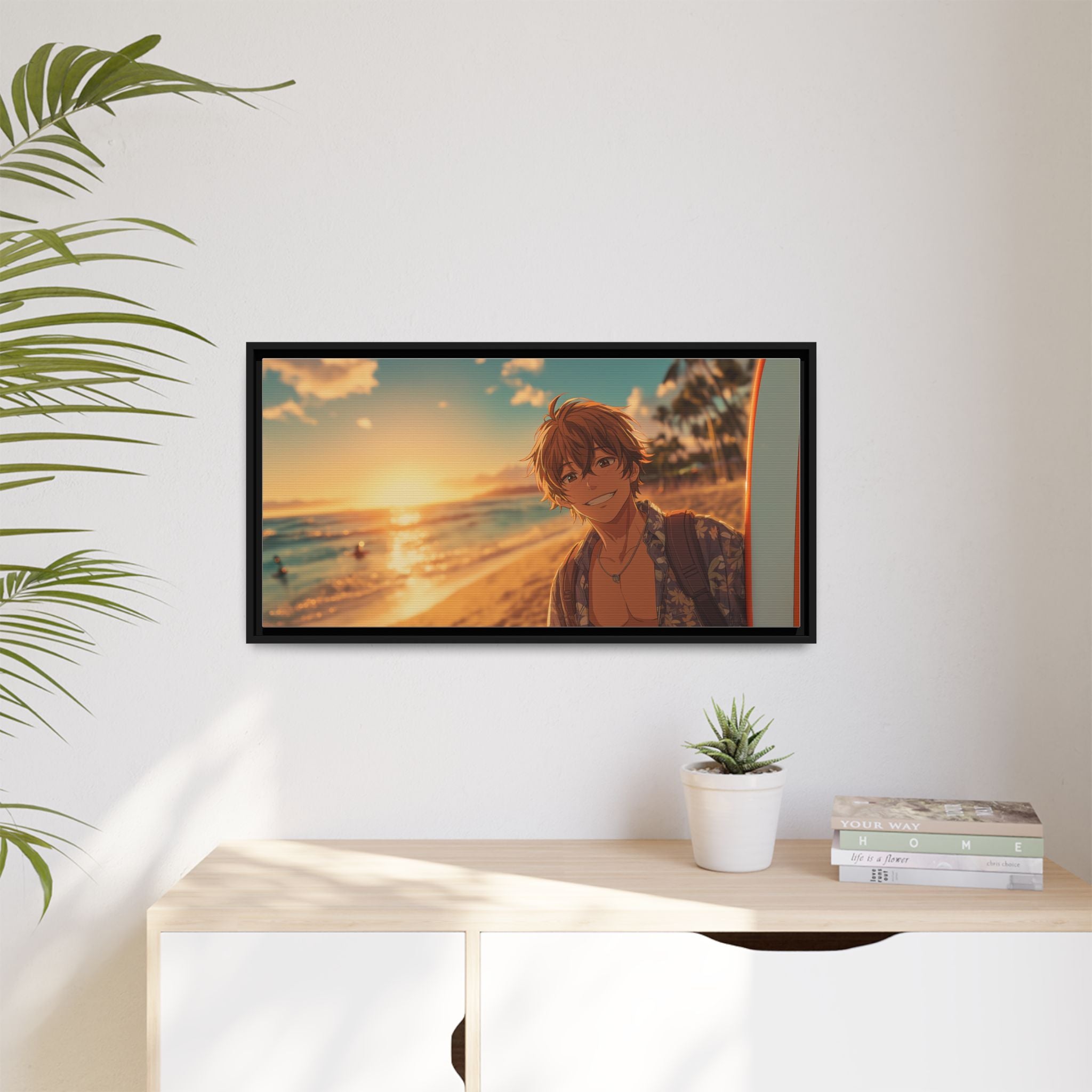 Vibrant Beach Sunset Canvas Art Print