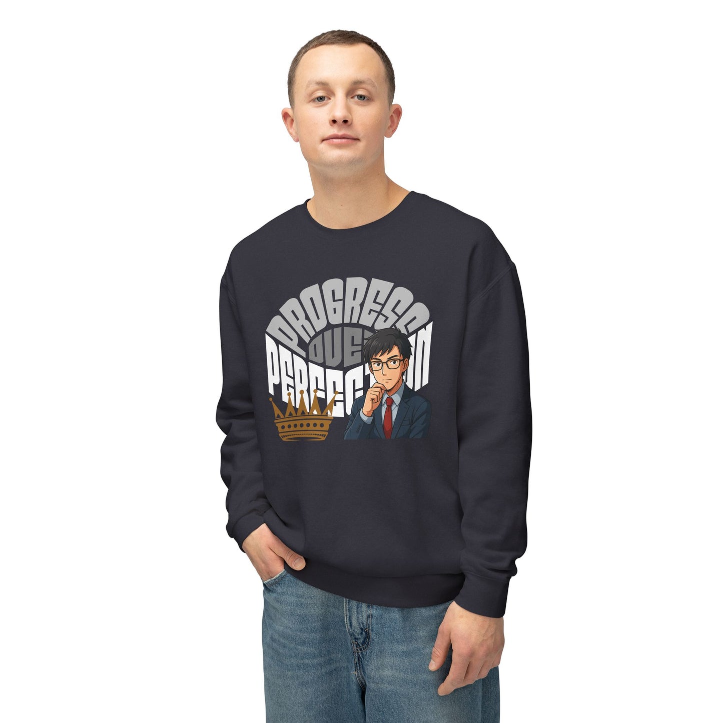 Progress Over Perfection Unisex Lightweight Crewneck Sweatshirt
