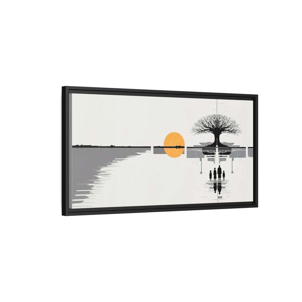 Framed Matte Canvas Wall Art — Minimal Sunset Tree Landscape