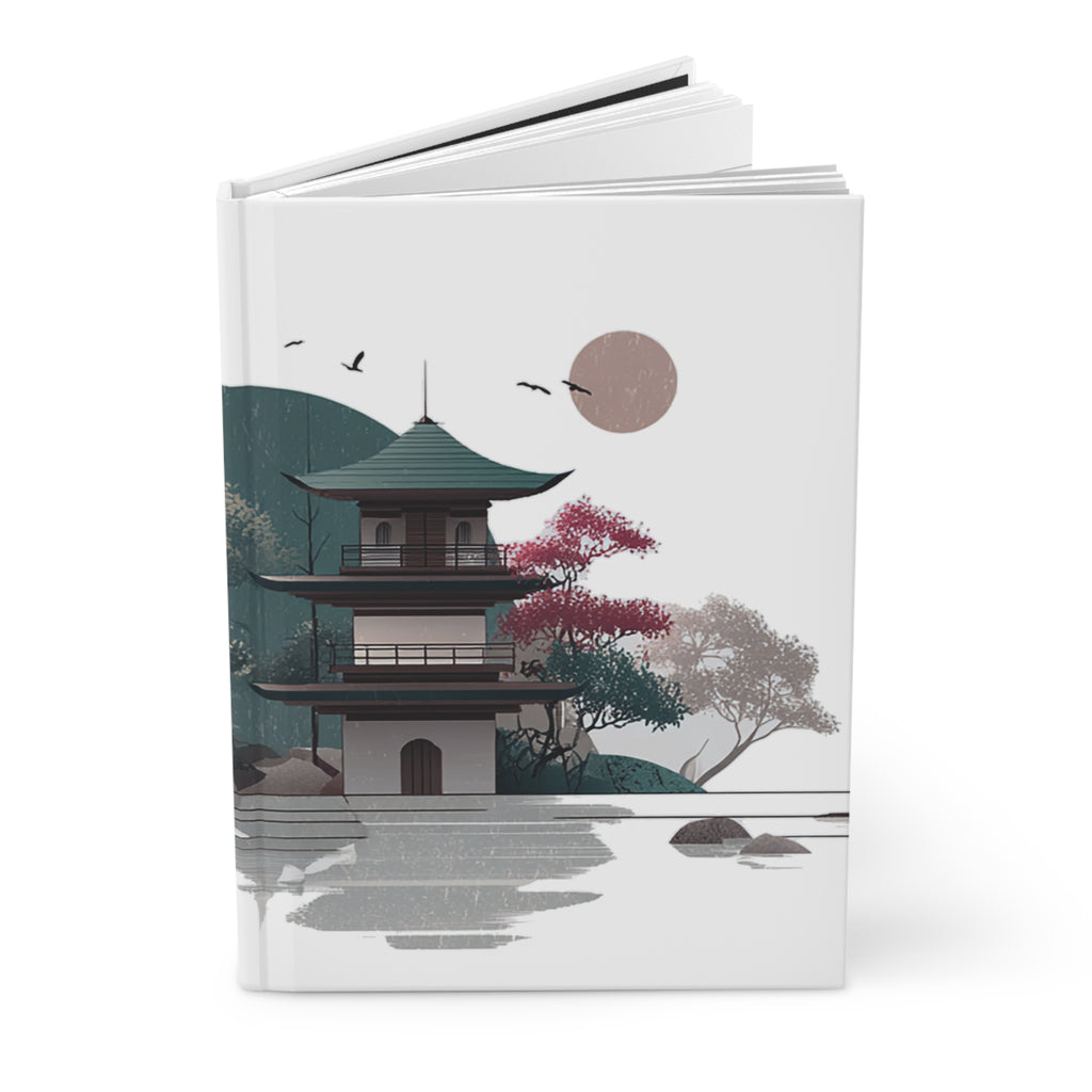 Zen Pagoda Hardcover Journal — Japanese Garden Reflection Notebook