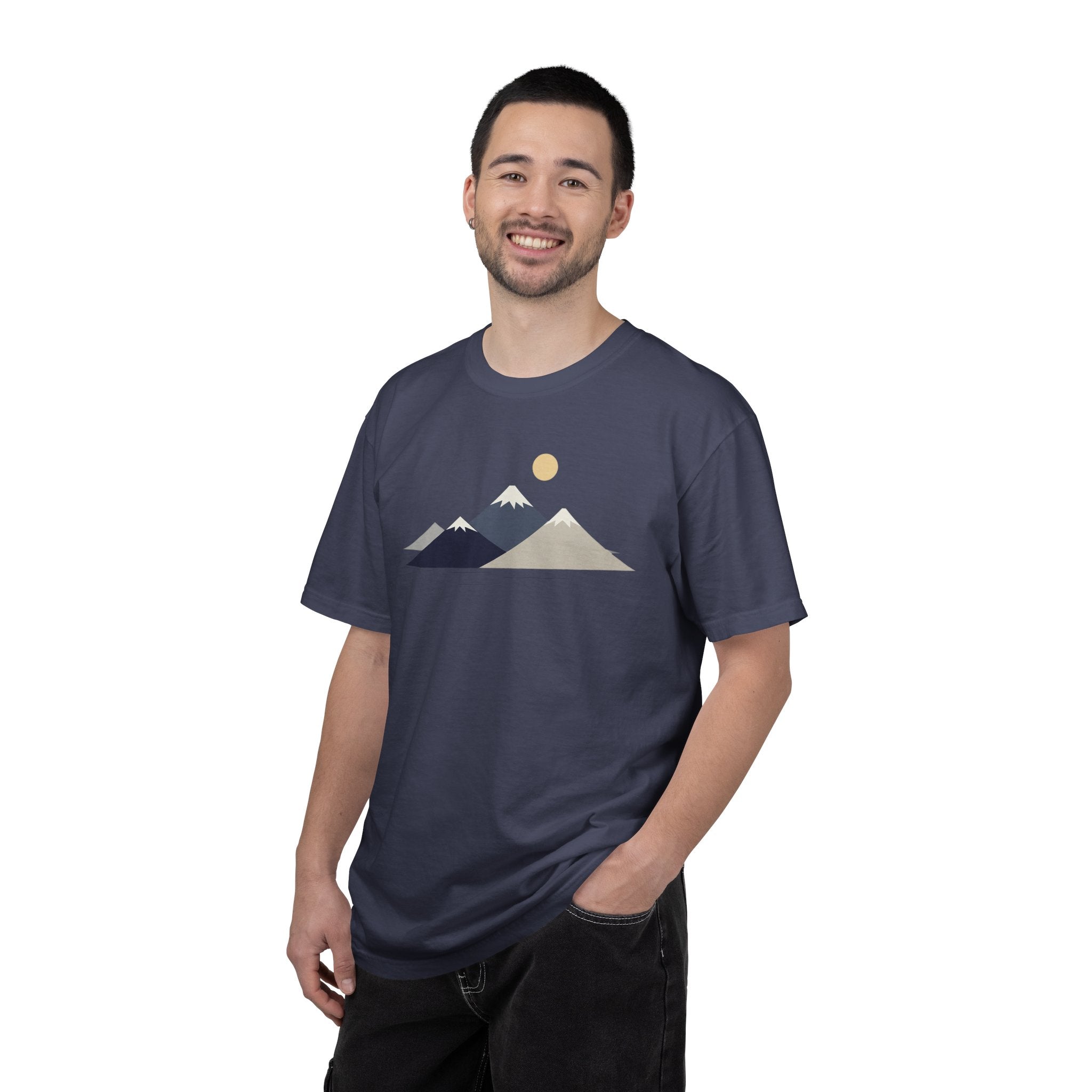 Minimal Mountain Graphic T-Shirt — Neutral Sunset Nature Tee