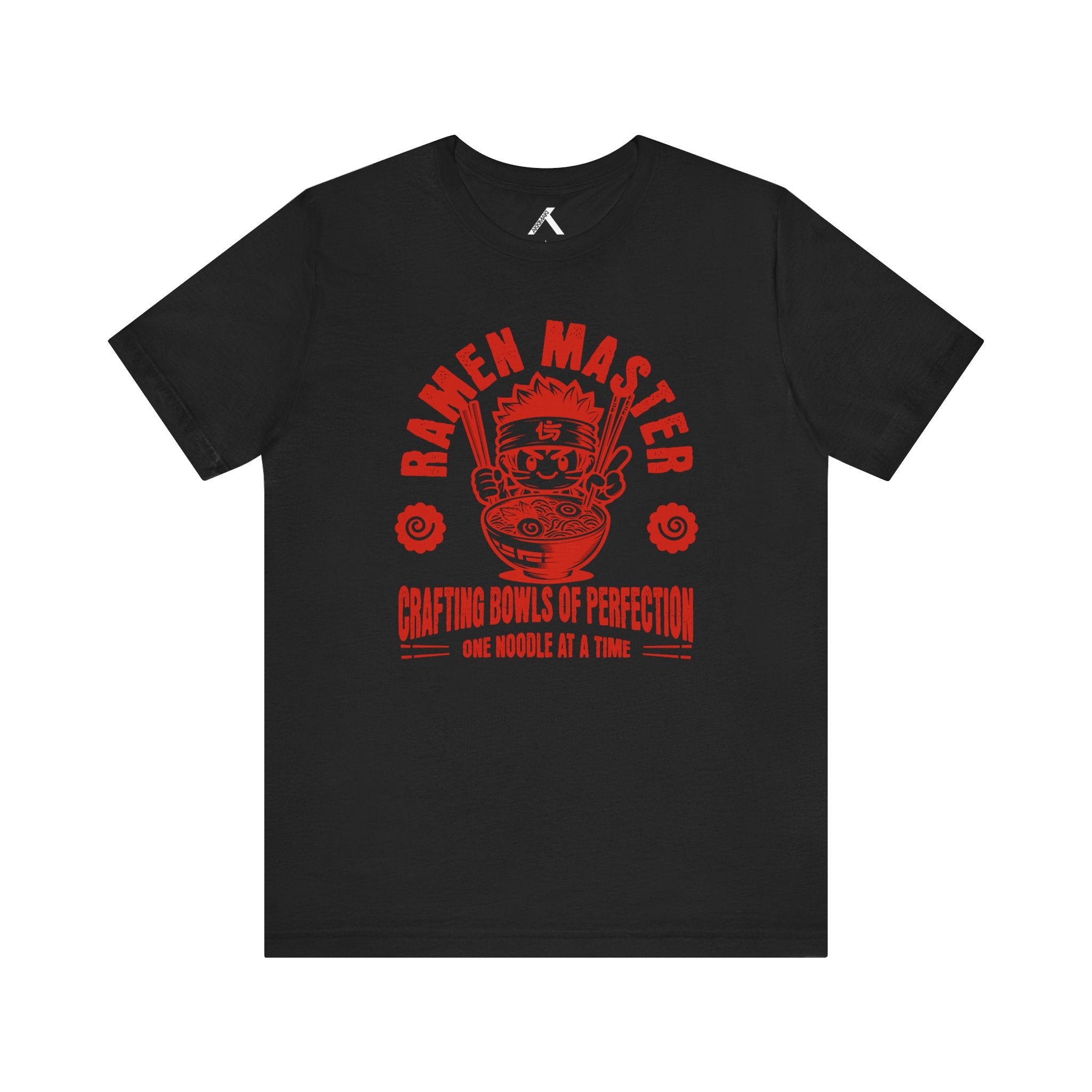Ramen Master graphic tee featuring whimsical design on a black unisex jersey short sleeve shirt.