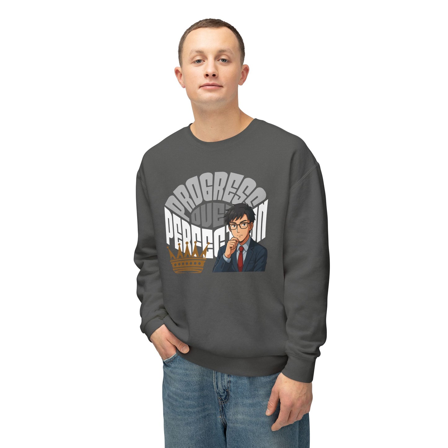 Progress Over Perfection Unisex Lightweight Crewneck Sweatshirt