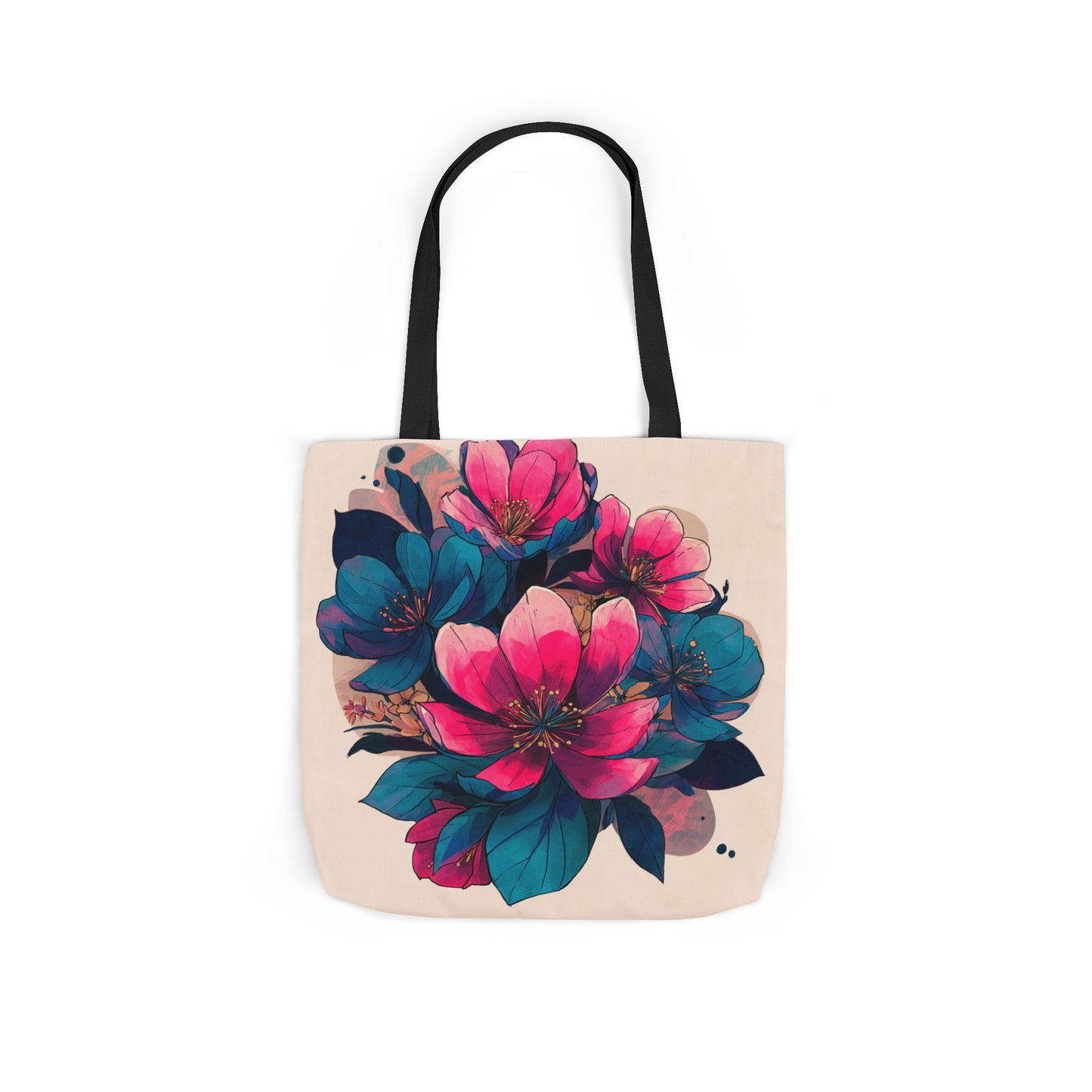 Floral Canvas Tote Bag with 5-Color Straps