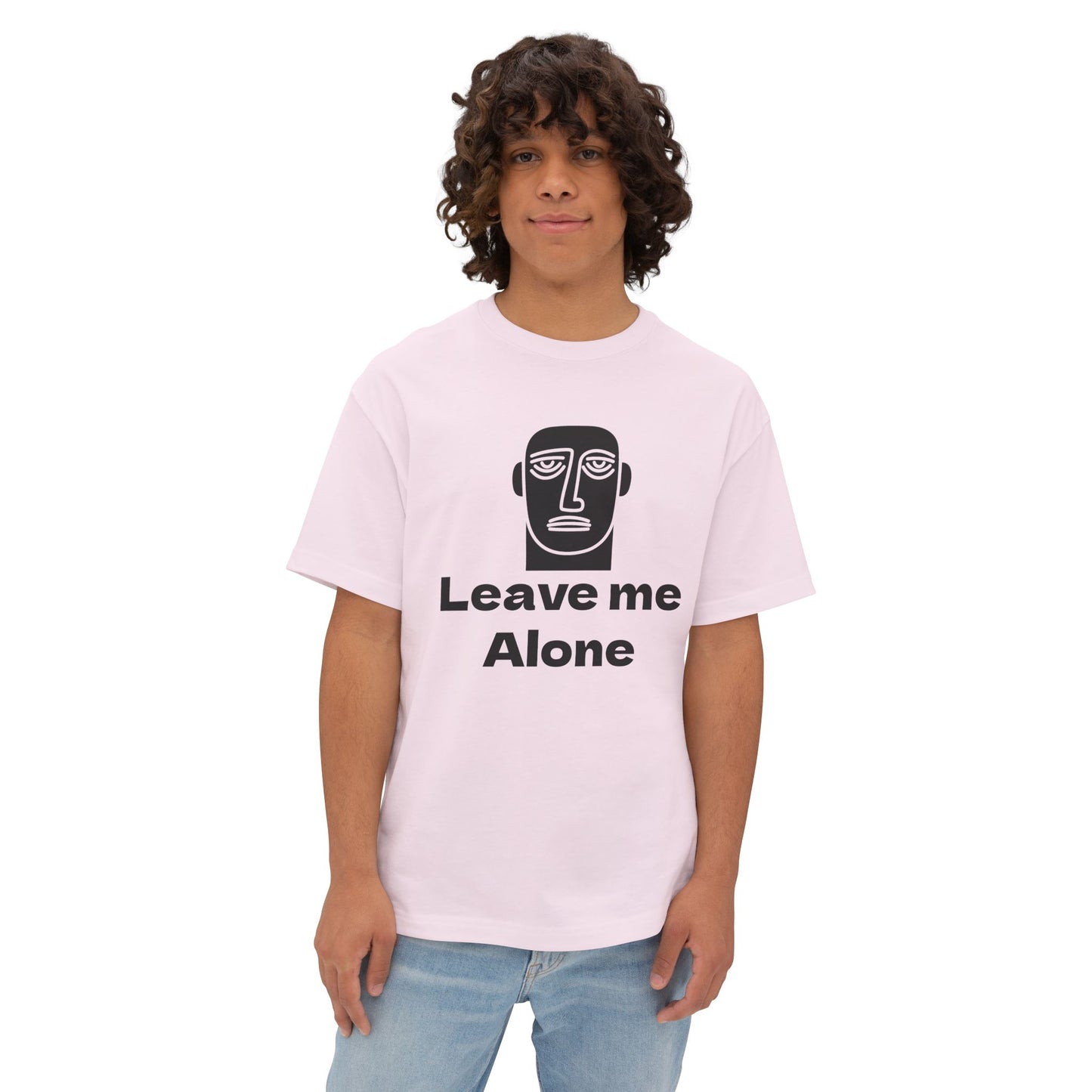 Leave Me Alone T‑Shirt — Minimalist Face Graphic Oversized Tee