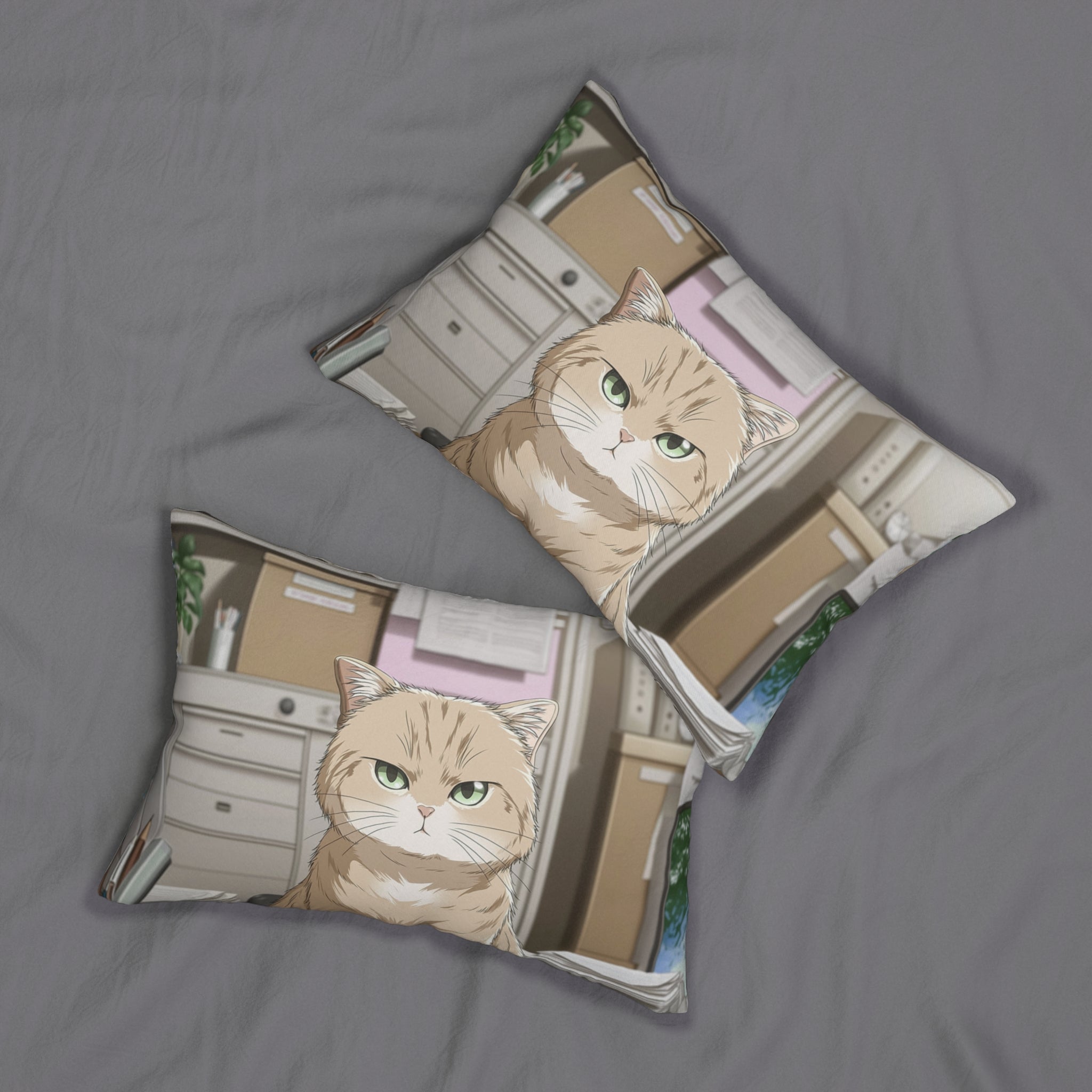 Grumpy Office Cat Lumbar Pillow
