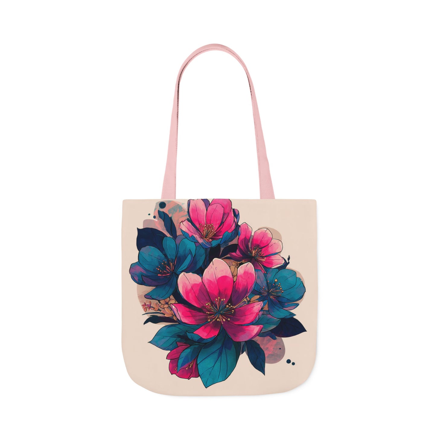 Floral Canvas Tote Bag with 5-Color Straps