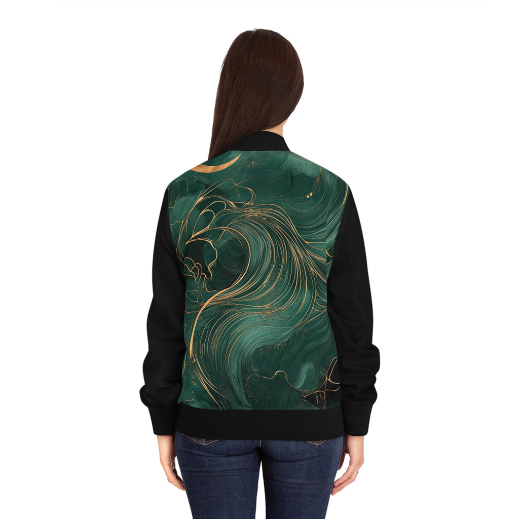 Women's Emerald Wave Bomber Jacket