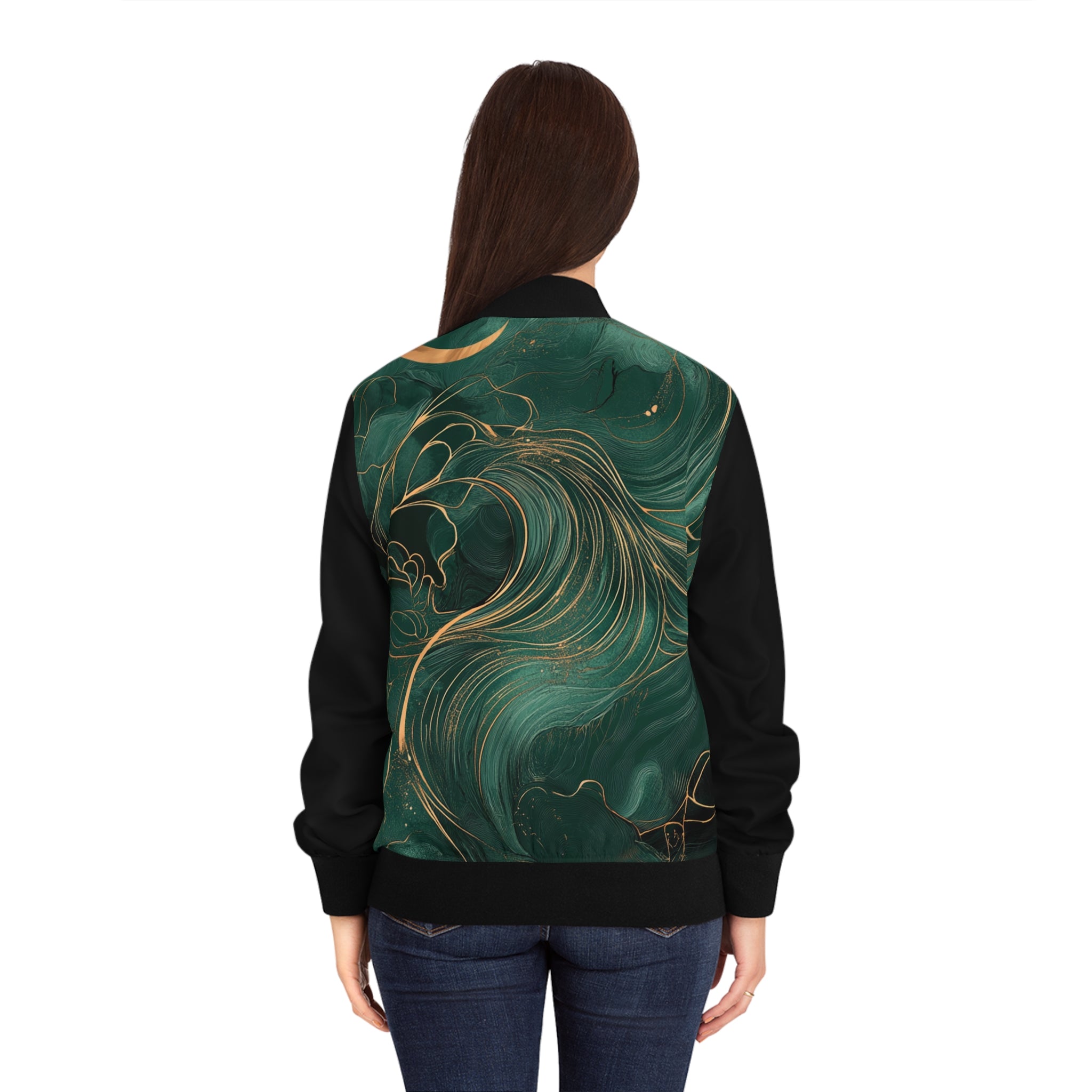 Women's Emerald Wave Bomber Jacket