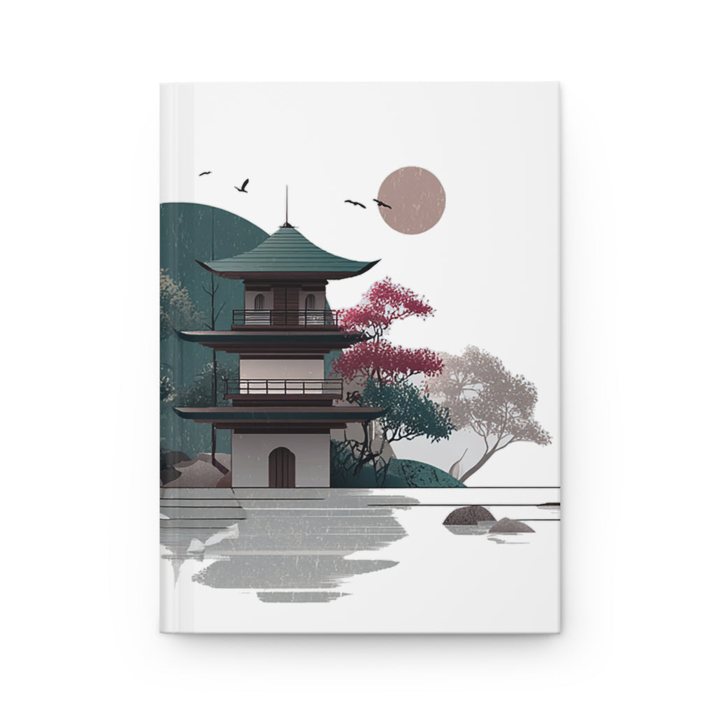 Zen Pagoda Hardcover Journal — Japanese Garden Reflection Notebook