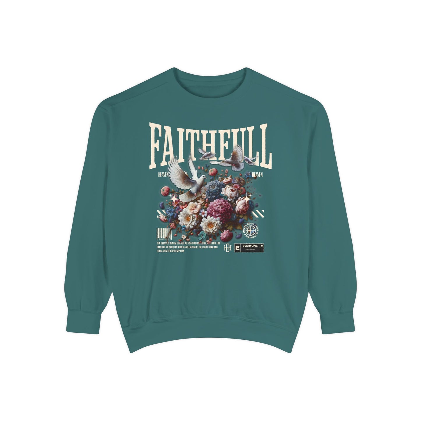 Faithful Floral Sweatshirt - Cozy Garment-Dyed Apparel