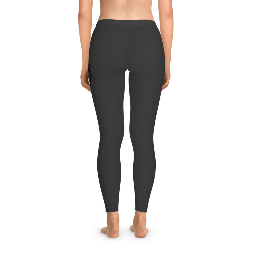 Black Stretchy Leggings with Subtle Raven Accent — Comfortable All-Over Print Yoga Leggings