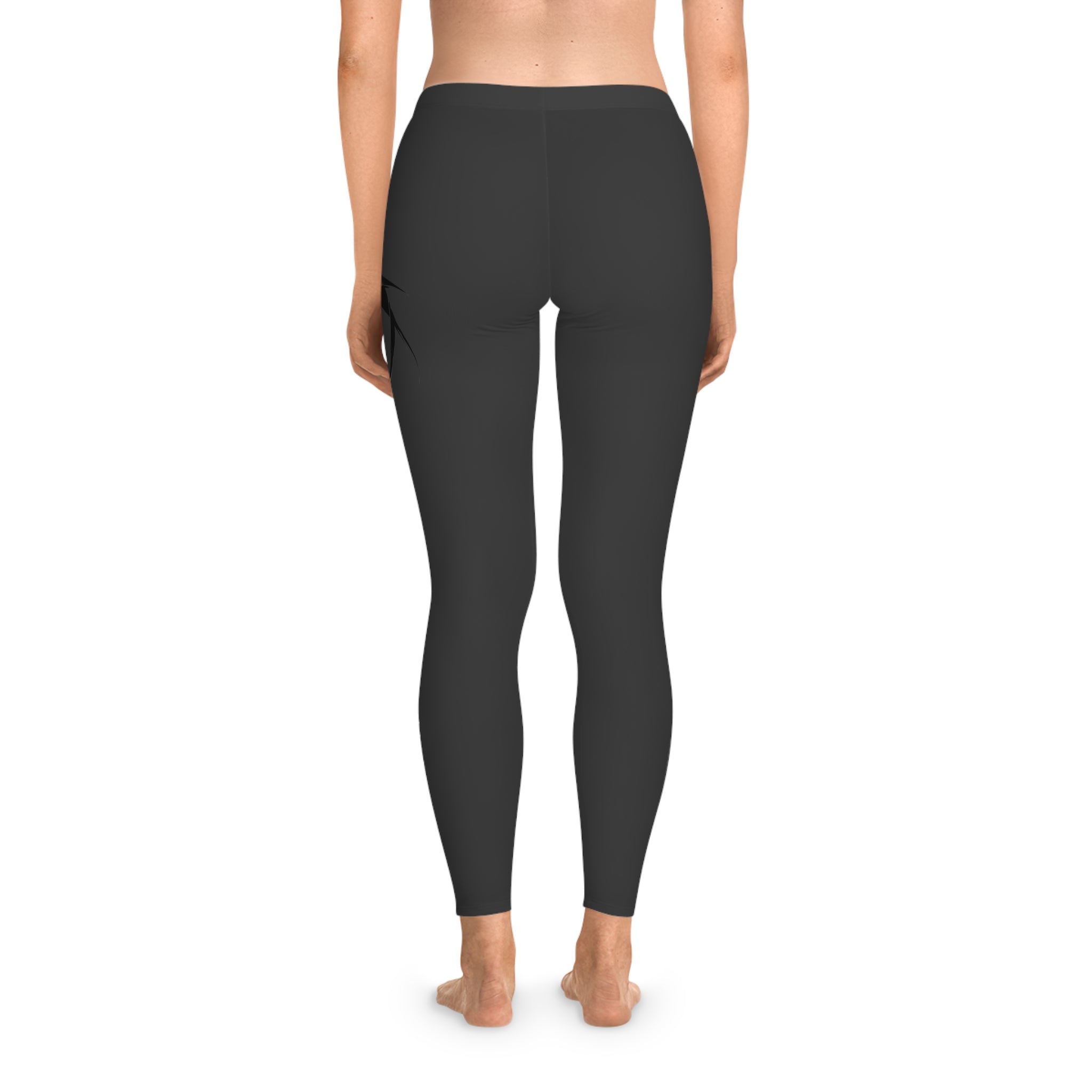 Black Stretchy Leggings with Subtle Raven Accent — Comfortable All-Over Print Yoga Leggings