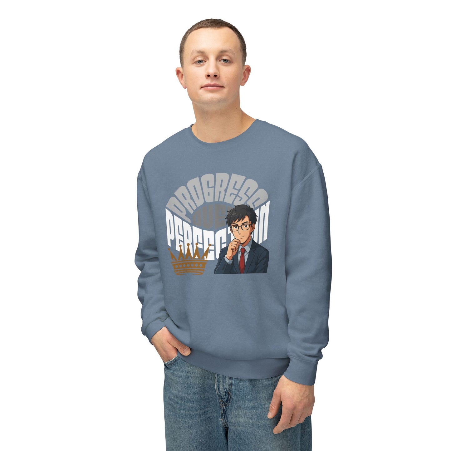 Progress Over Perfection Unisex Lightweight Crewneck Sweatshirt