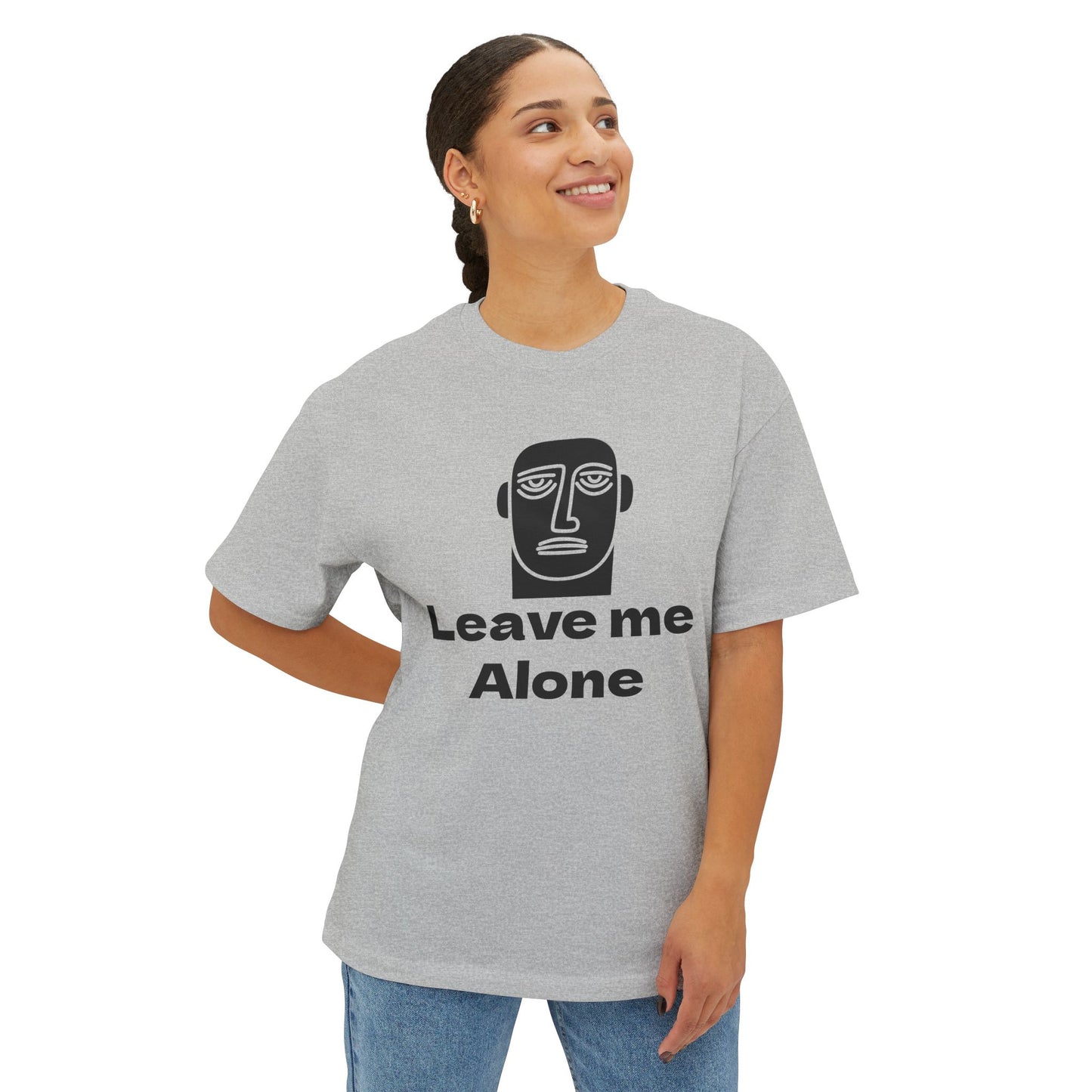 Leave Me Alone T‑Shirt — Minimalist Face Graphic Oversized Tee