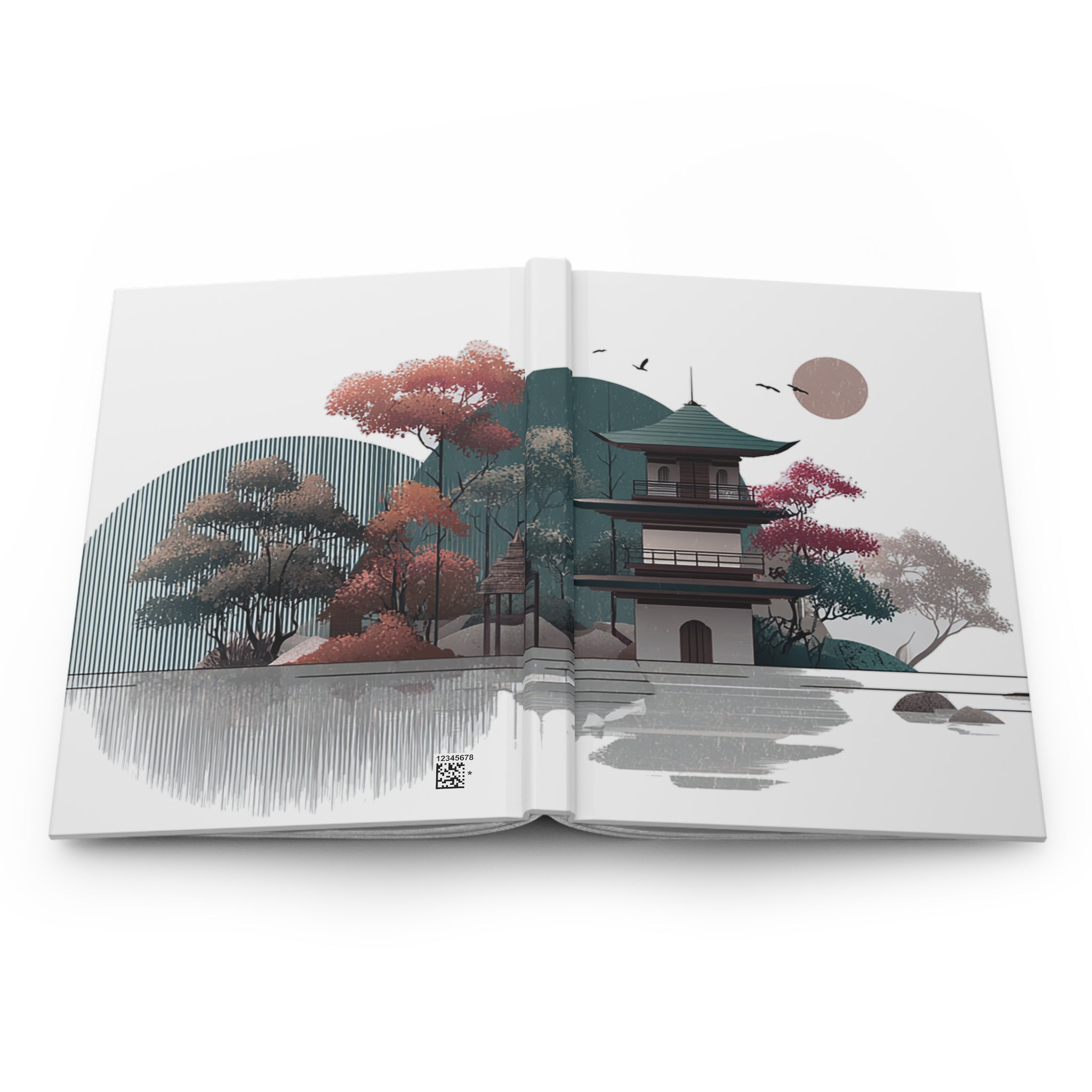 Zen Pagoda Hardcover Journal — Japanese Garden Reflection Notebook