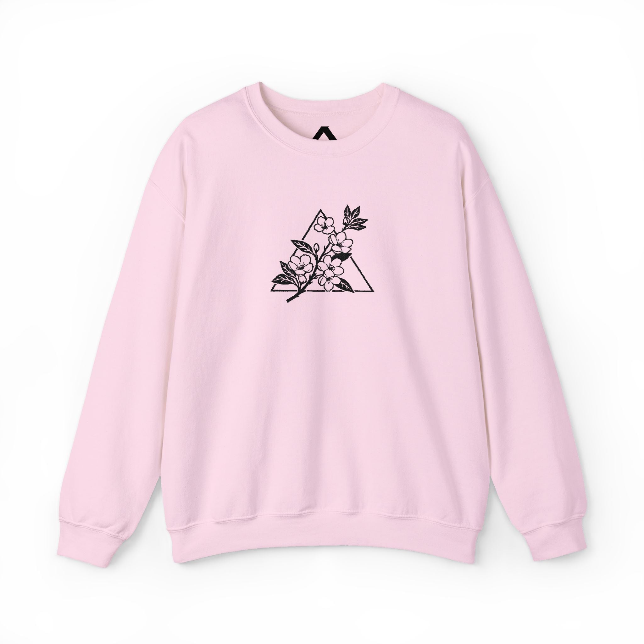 Floral Mountain Embroidery Sweatshirt — Minimal Botanical Crewneck