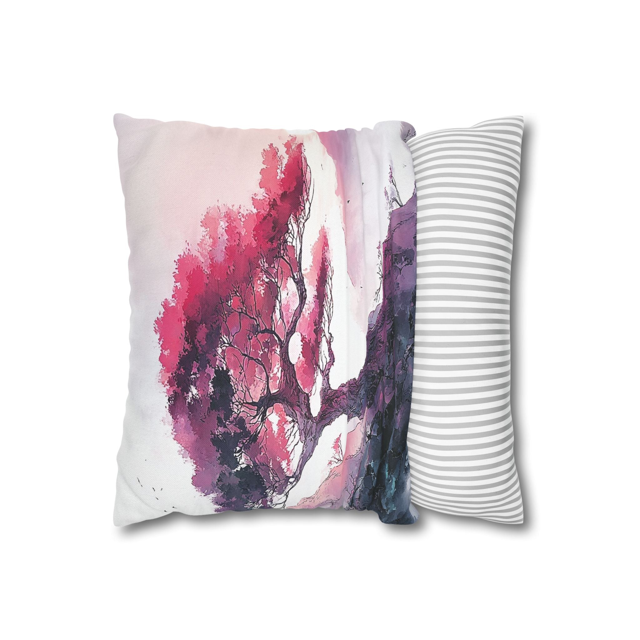 Watercolor Pink Bonsai Tree Pillowcase