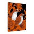 Orange Floral Birds Canvas Wall Art