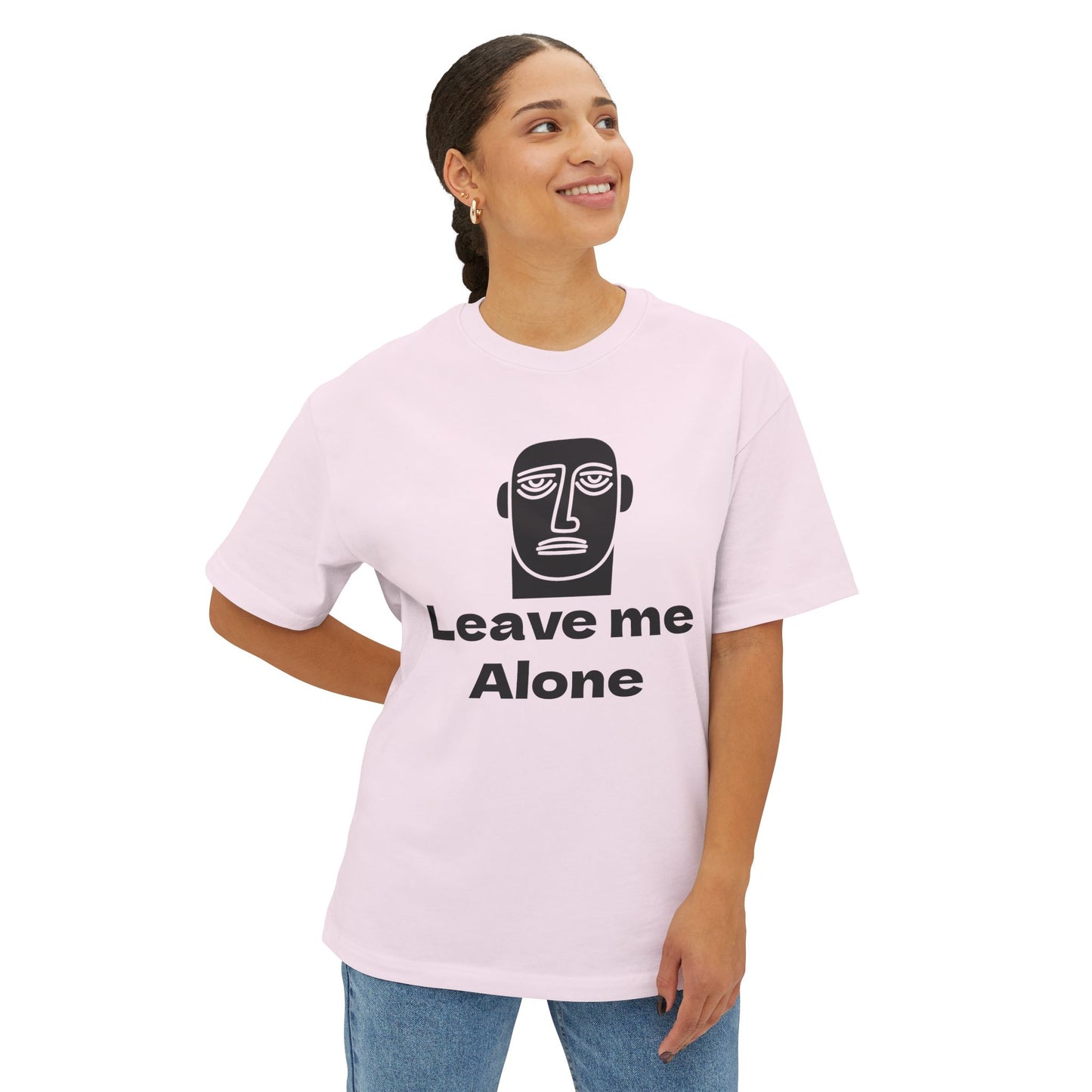 Leave Me Alone T‑Shirt — Minimalist Face Graphic Oversized Tee