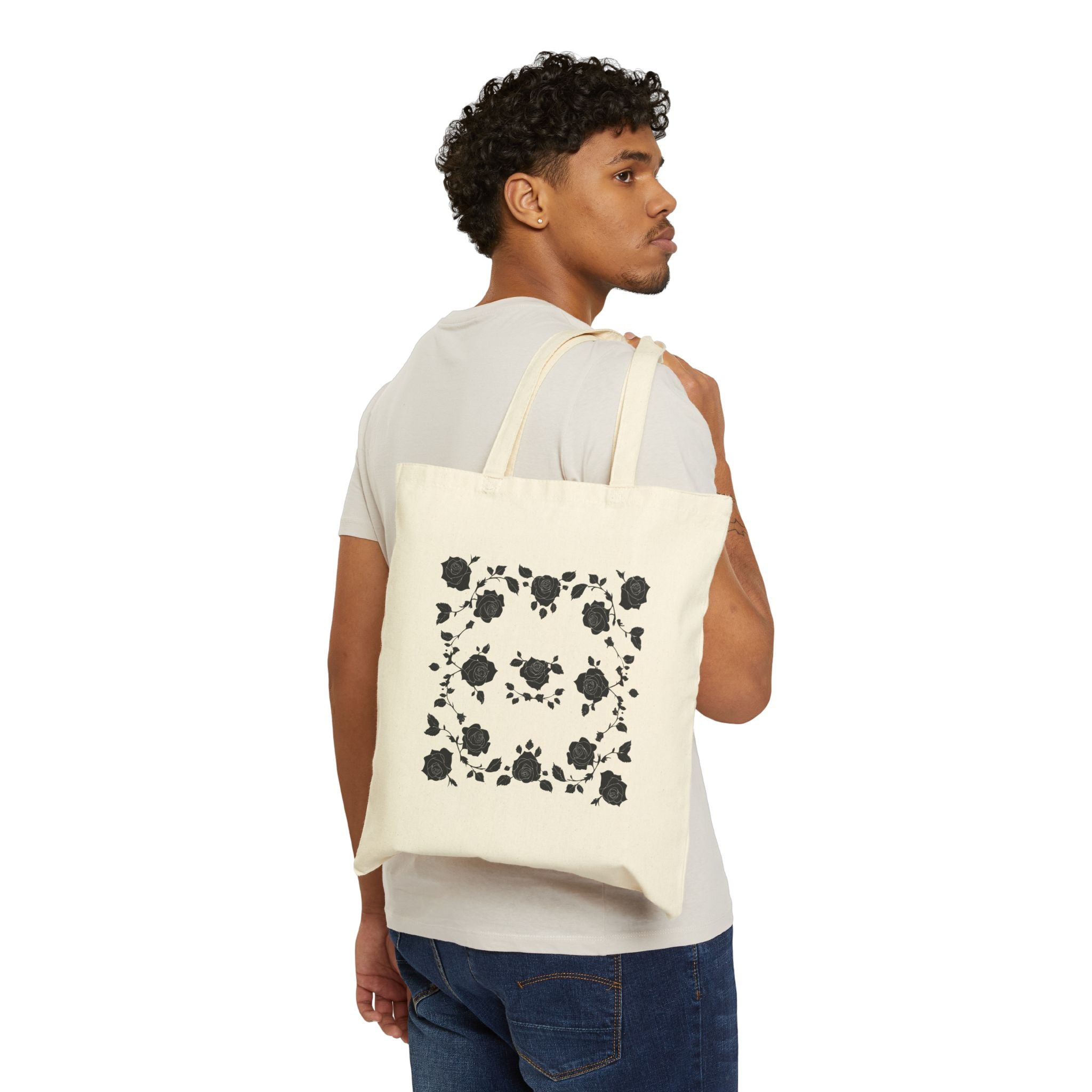 Floral Pattern Cotton Tote Bag