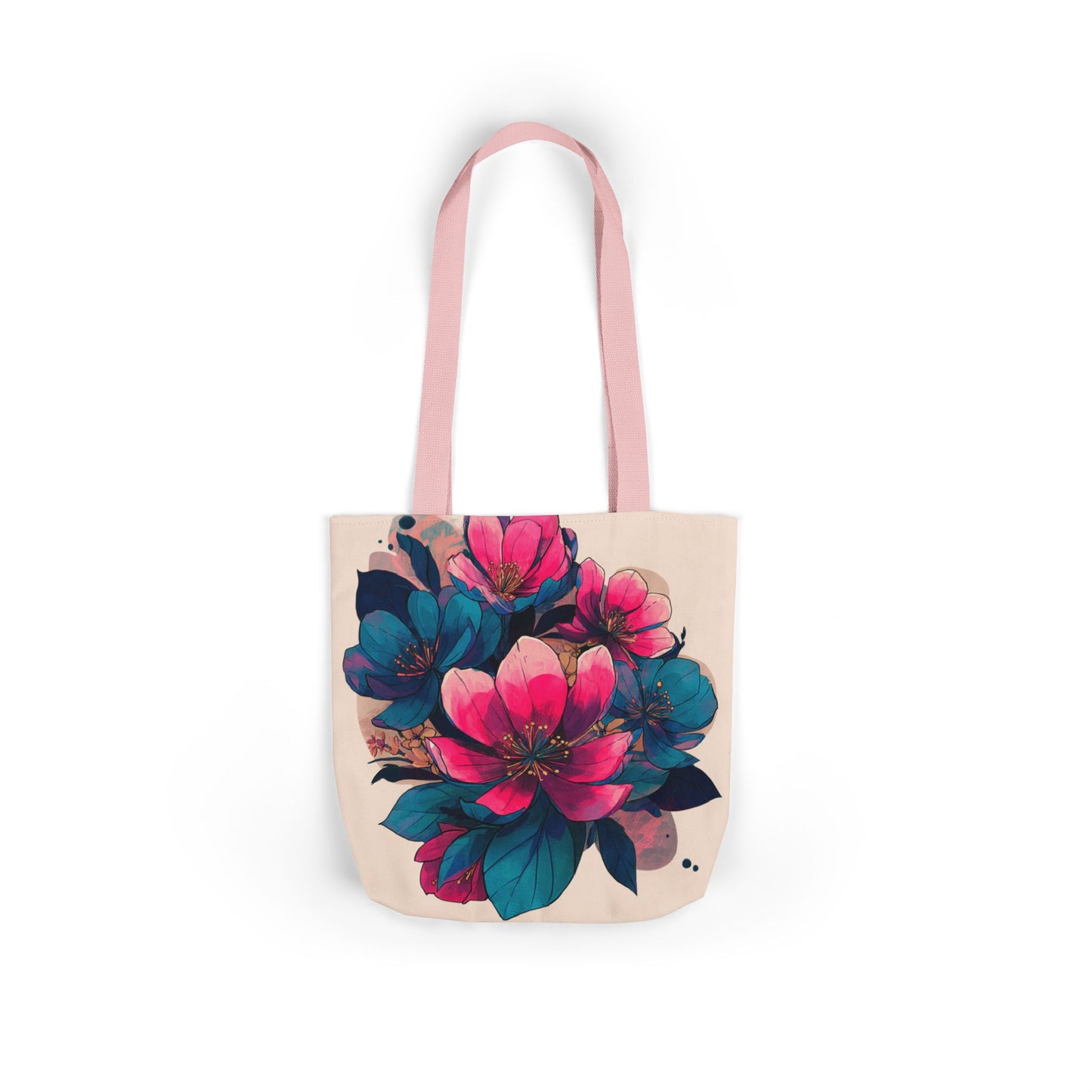 Floral Canvas Tote Bag with 5-Color Straps
