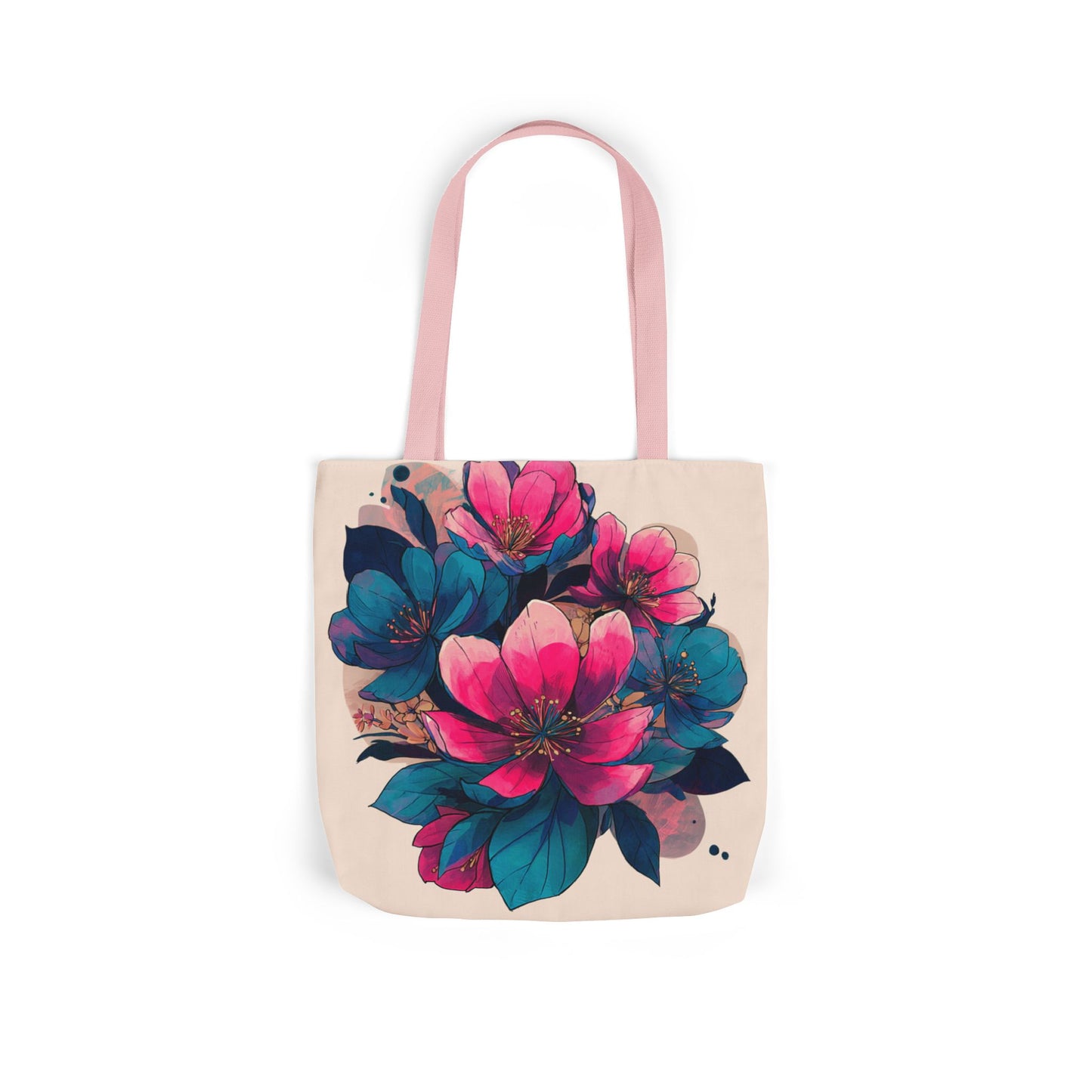 Floral Canvas Tote Bag with 5-Color Straps