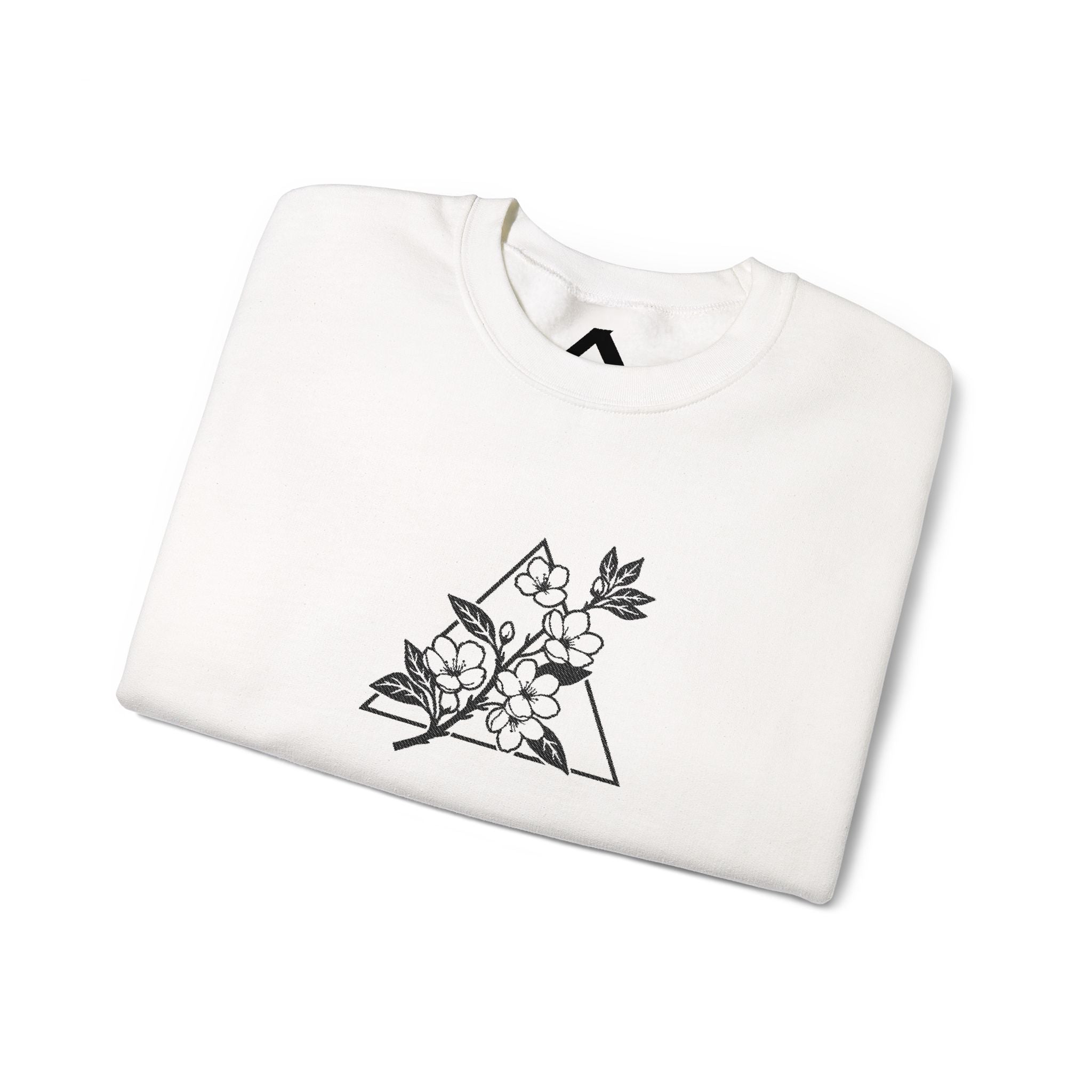 Floral Mountain Embroidery Sweatshirt — Minimal Botanical Crewneck