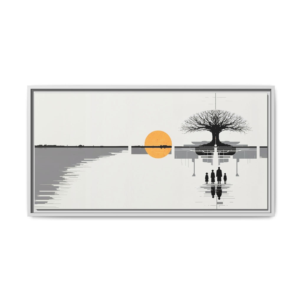Framed Matte Canvas Wall Art — Minimal Sunset Tree Landscape