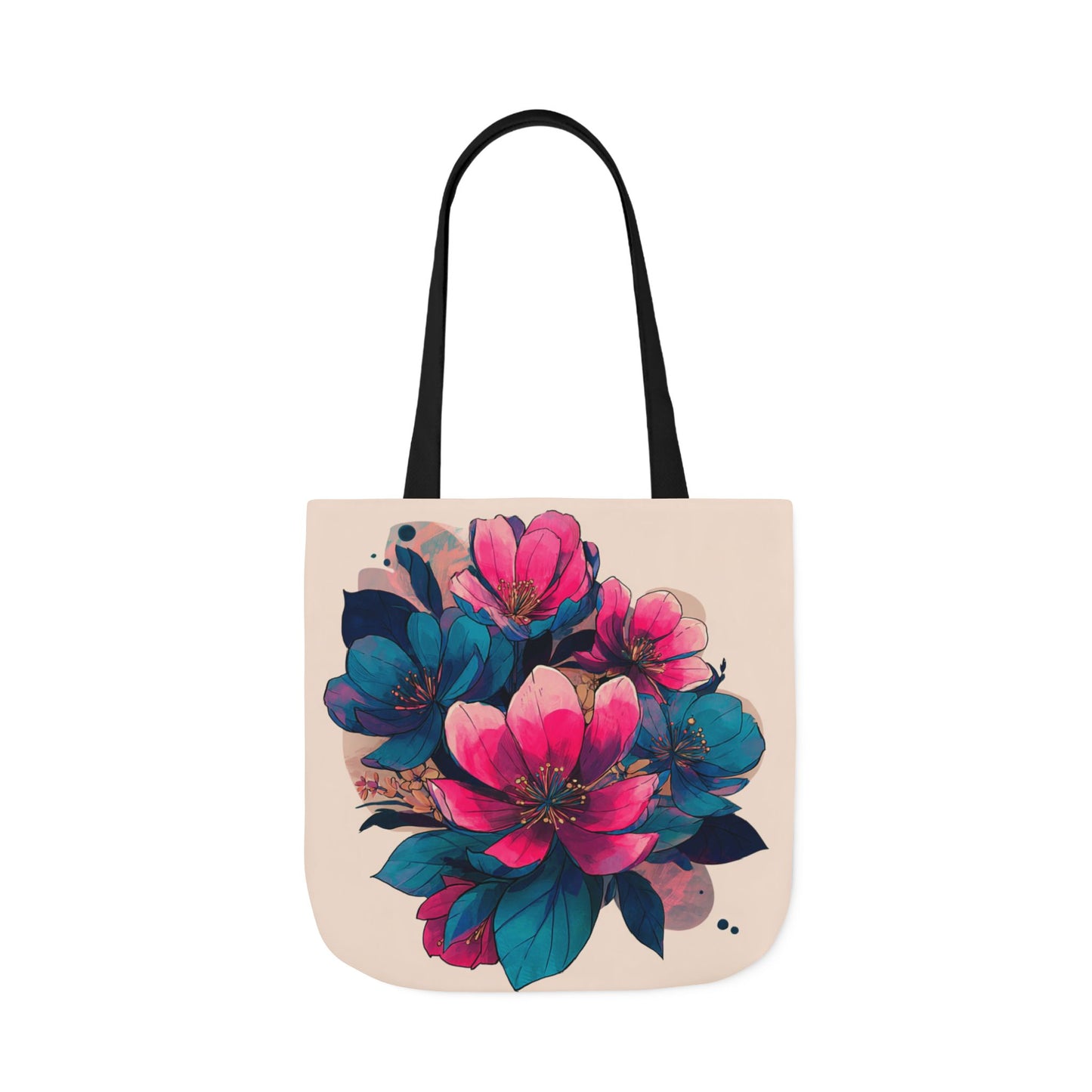 Floral Canvas Tote Bag with 5-Color Straps