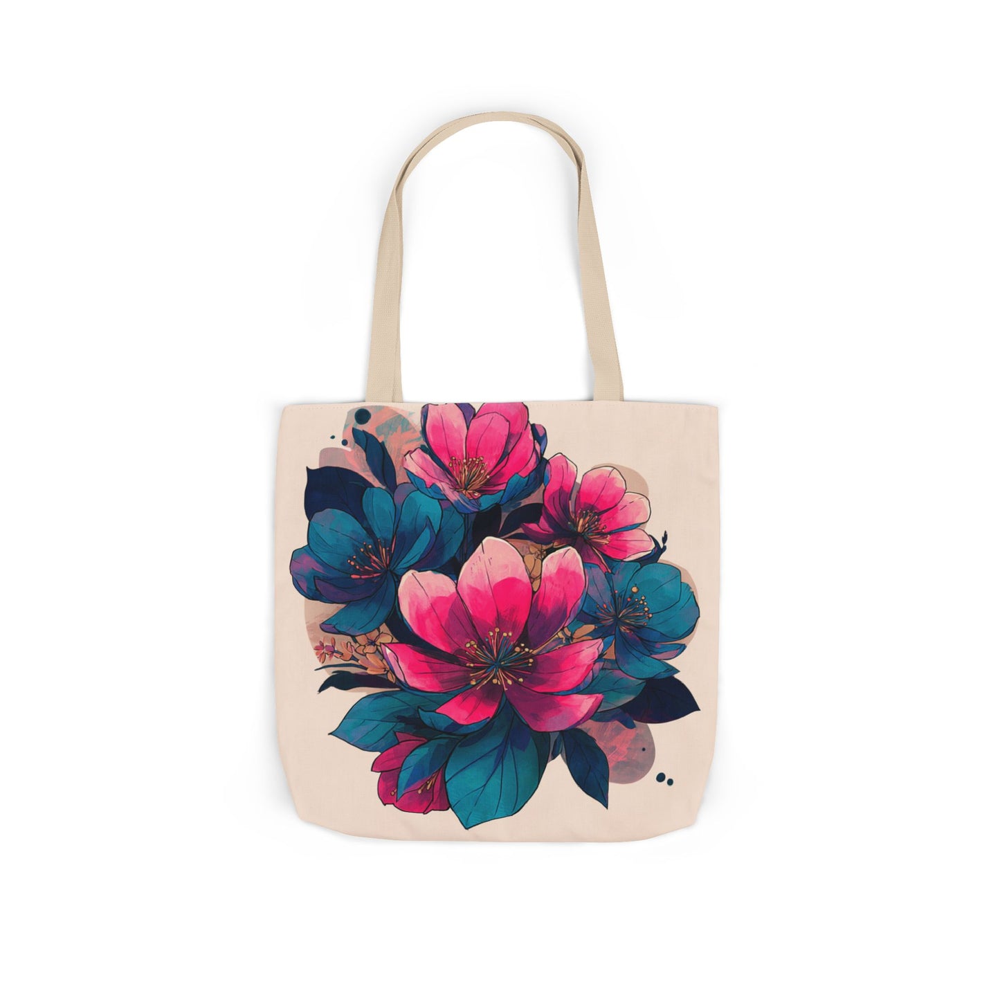 Floral Canvas Tote Bag with 5-Color Straps