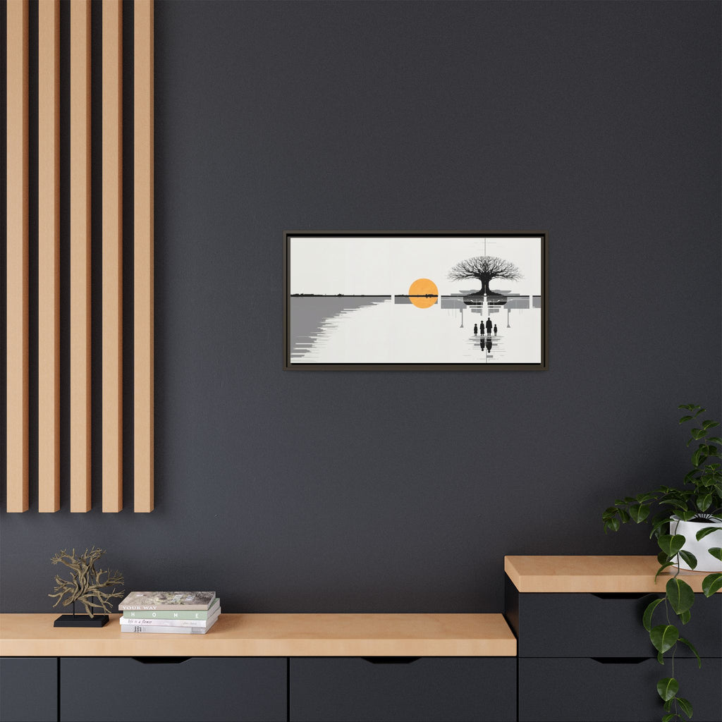 Framed Matte Canvas Wall Art — Minimal Sunset Tree Landscape